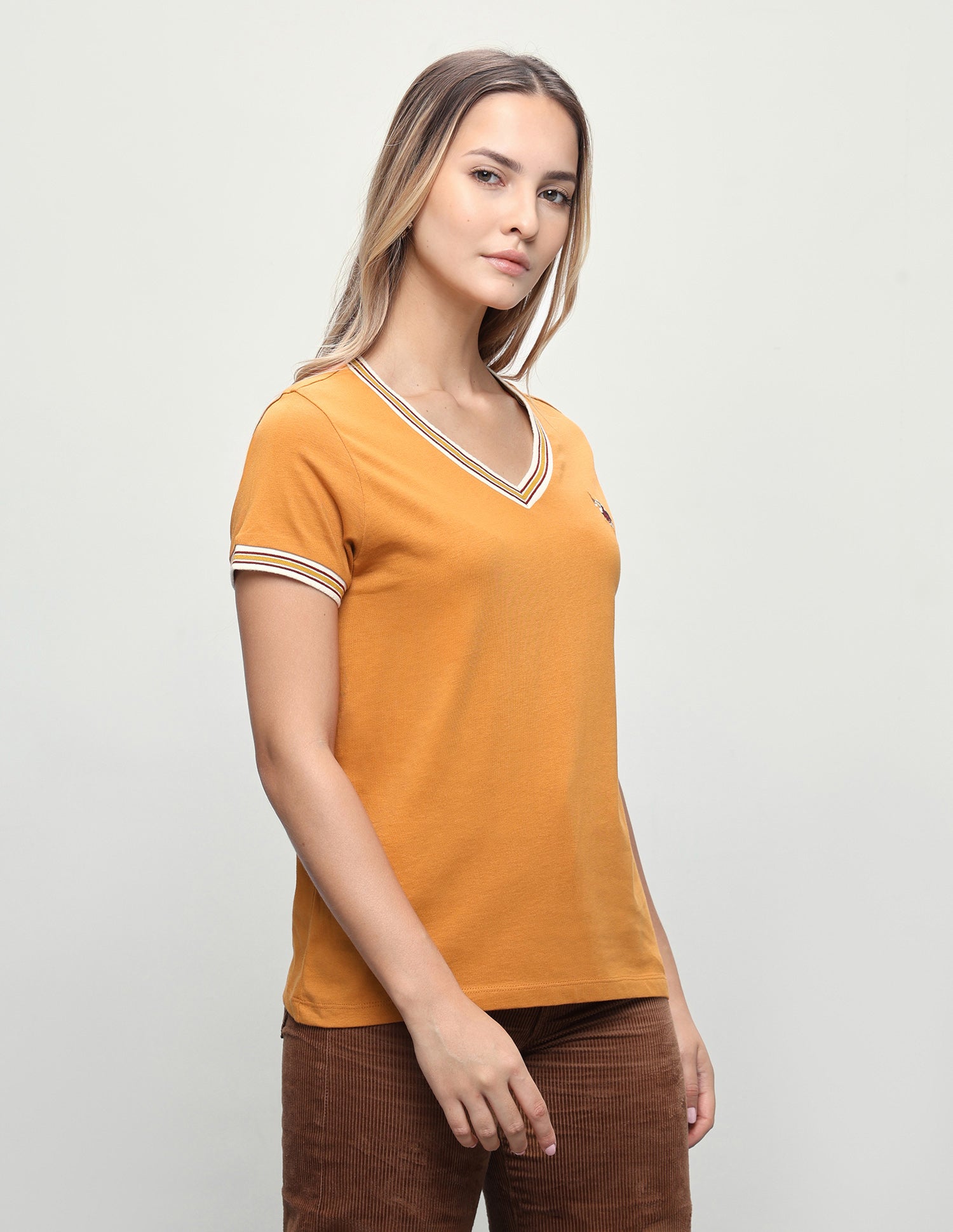 Solid Regular Fit T-Shirt Orange - U.S. Polo Assn. India | Large