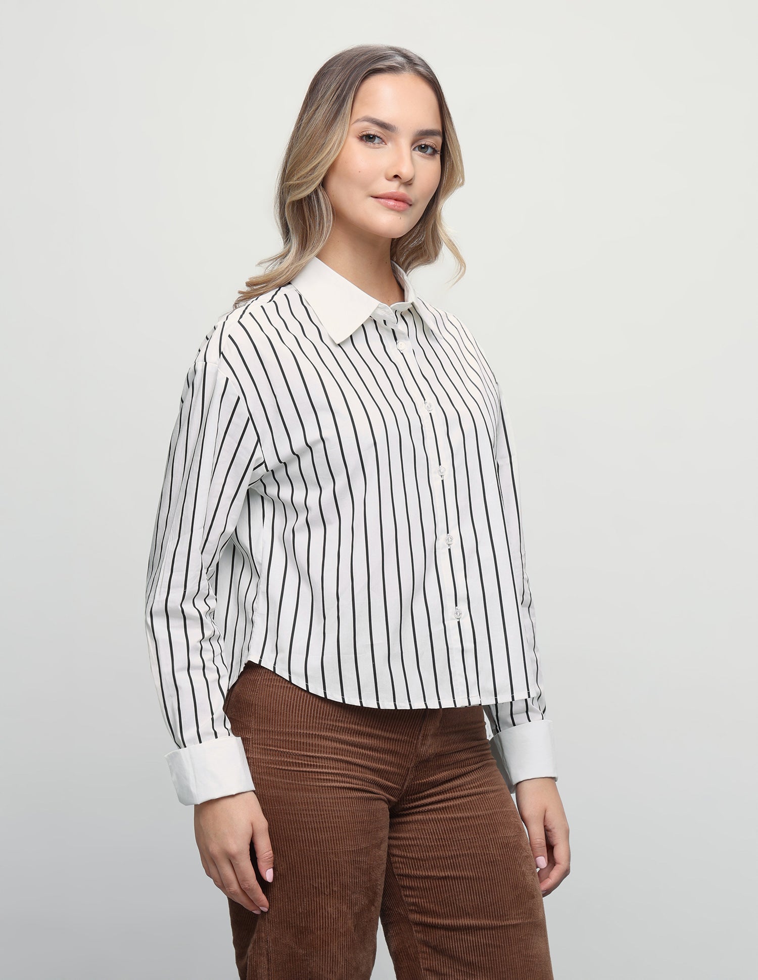 Vertical Striped Regular Fit Shirt Off White - U.S. Polo Assn. India | Large
