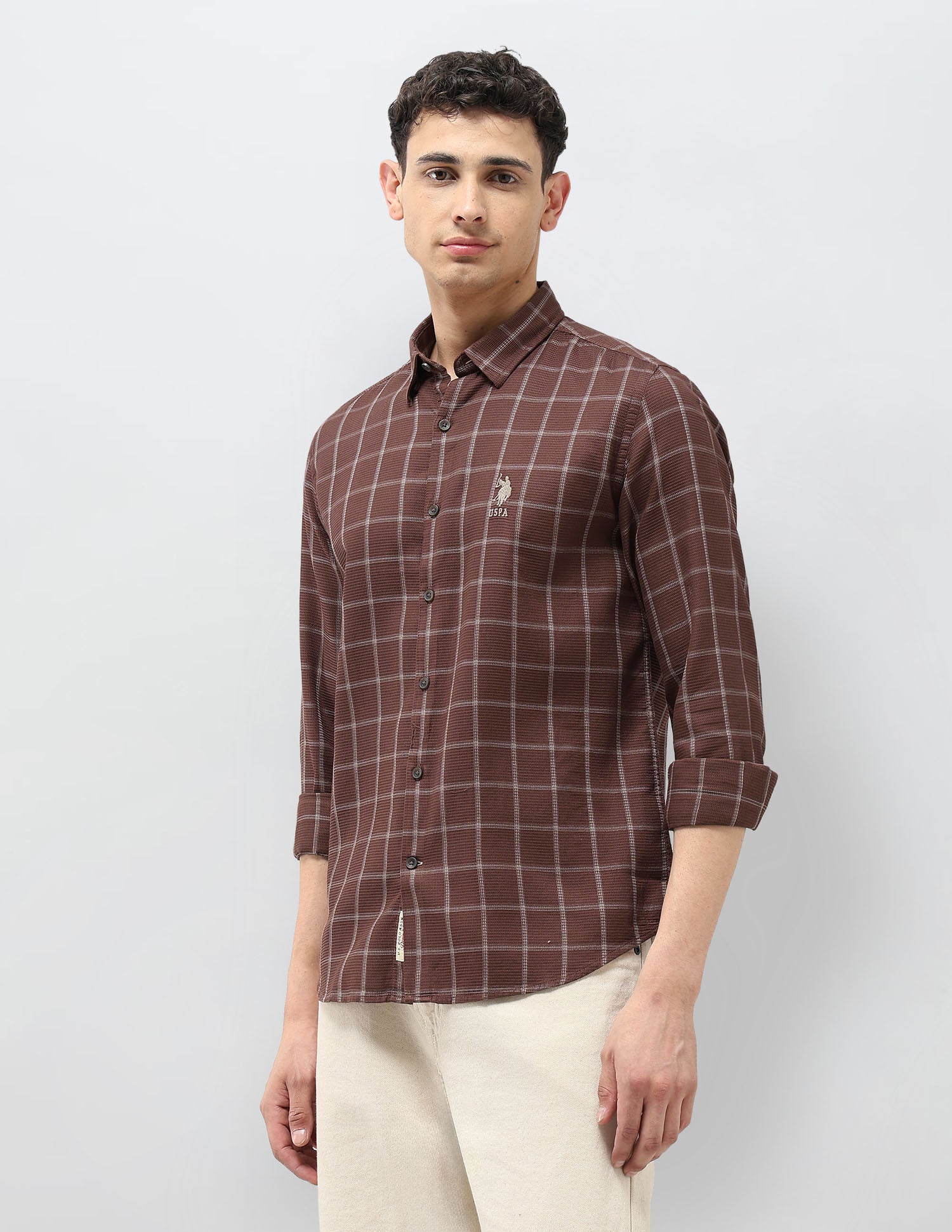 Slim Fit Monochrome Shirt Rust - U.S. POLO ASSN. | Large