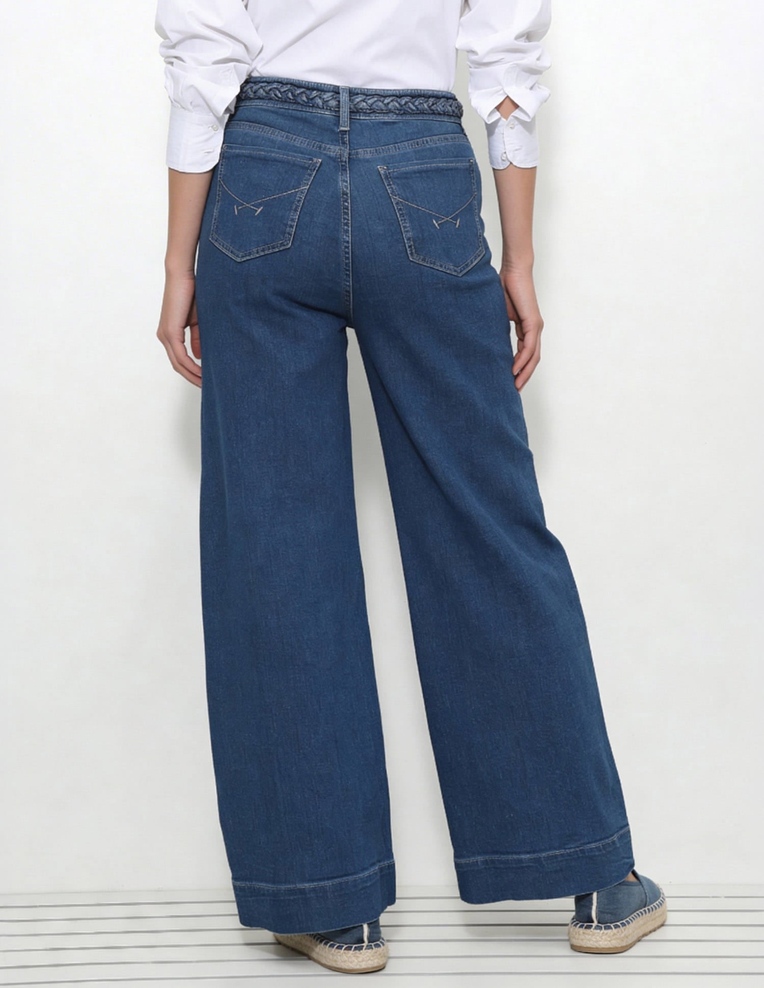 High Rise Wide Leg Fit Jeans Blue - U.S. Polo Assn. India | Large