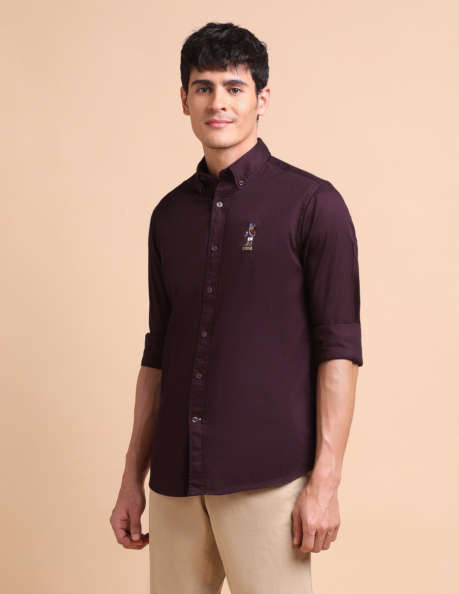 Tailored Fit Button Down Shirt Brown - U.S. POLO ASSN. | Large