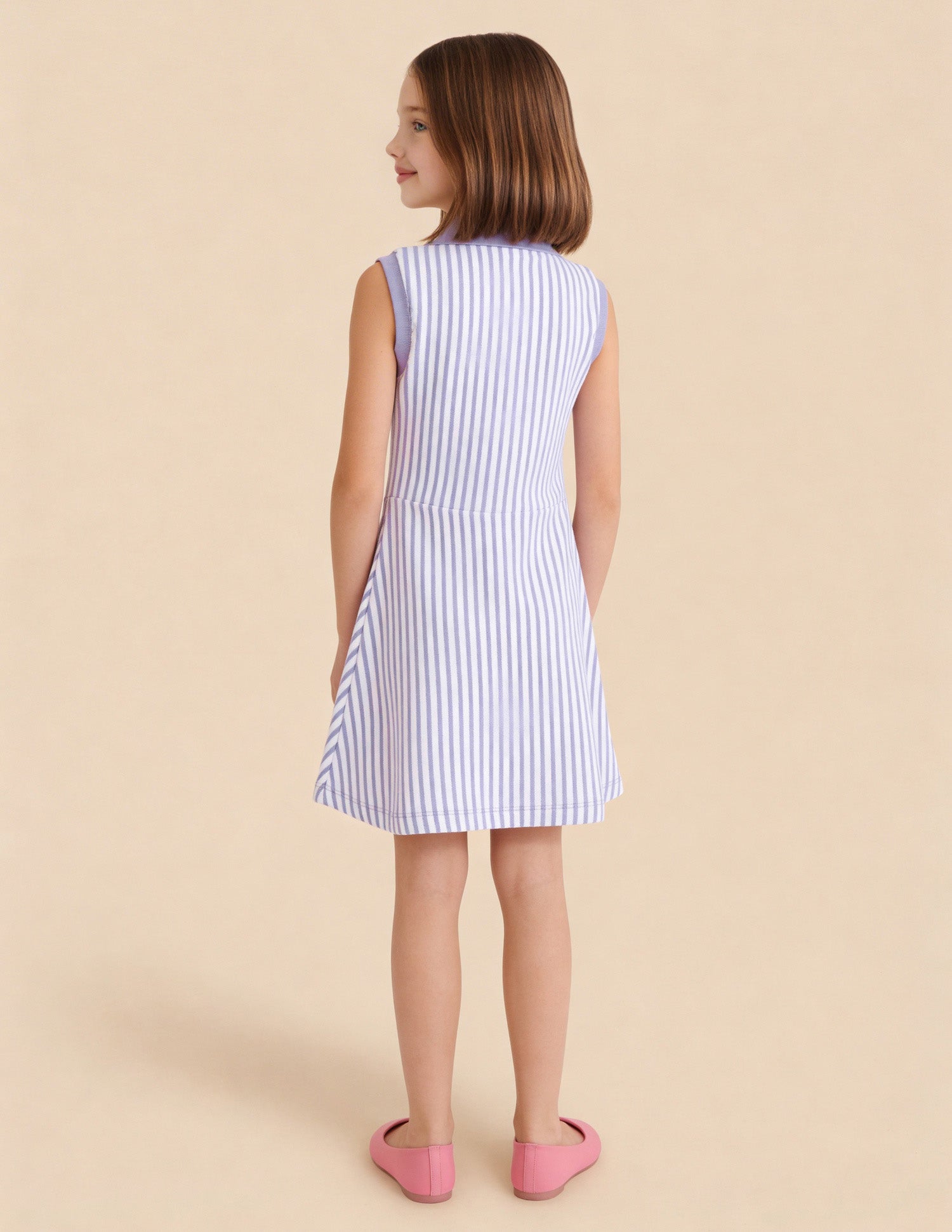 Vertical Striped A-Line T-Shirt Dress Purple - U.S. Polo Assn. India | Large