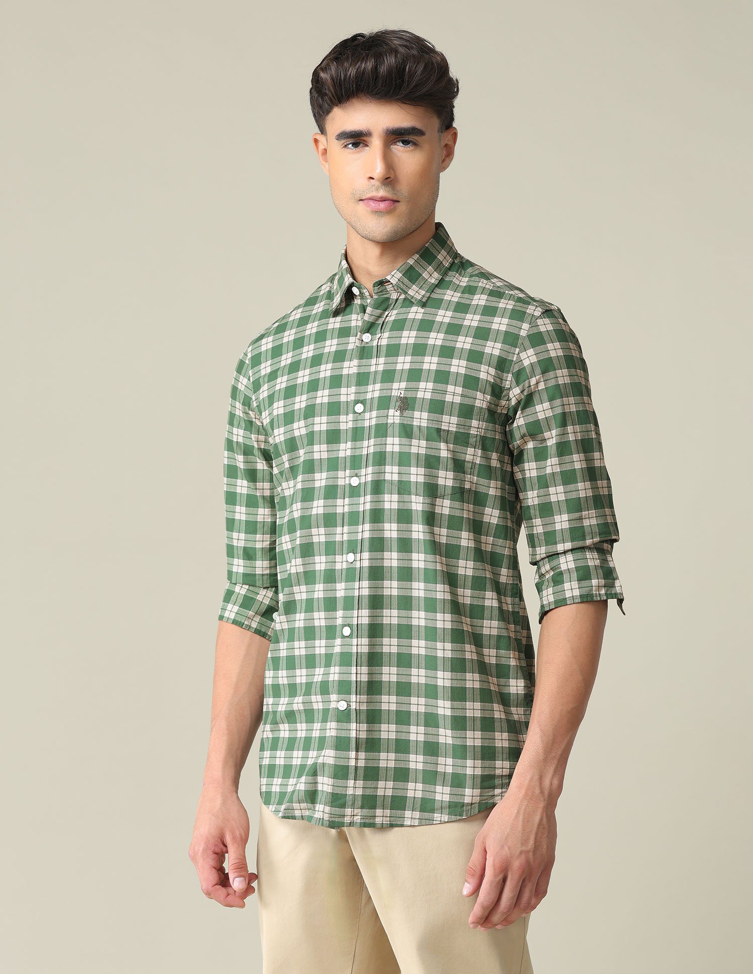 Pure Cotton Tartan Shirt Green - U.S. POLO ASSN. | Large