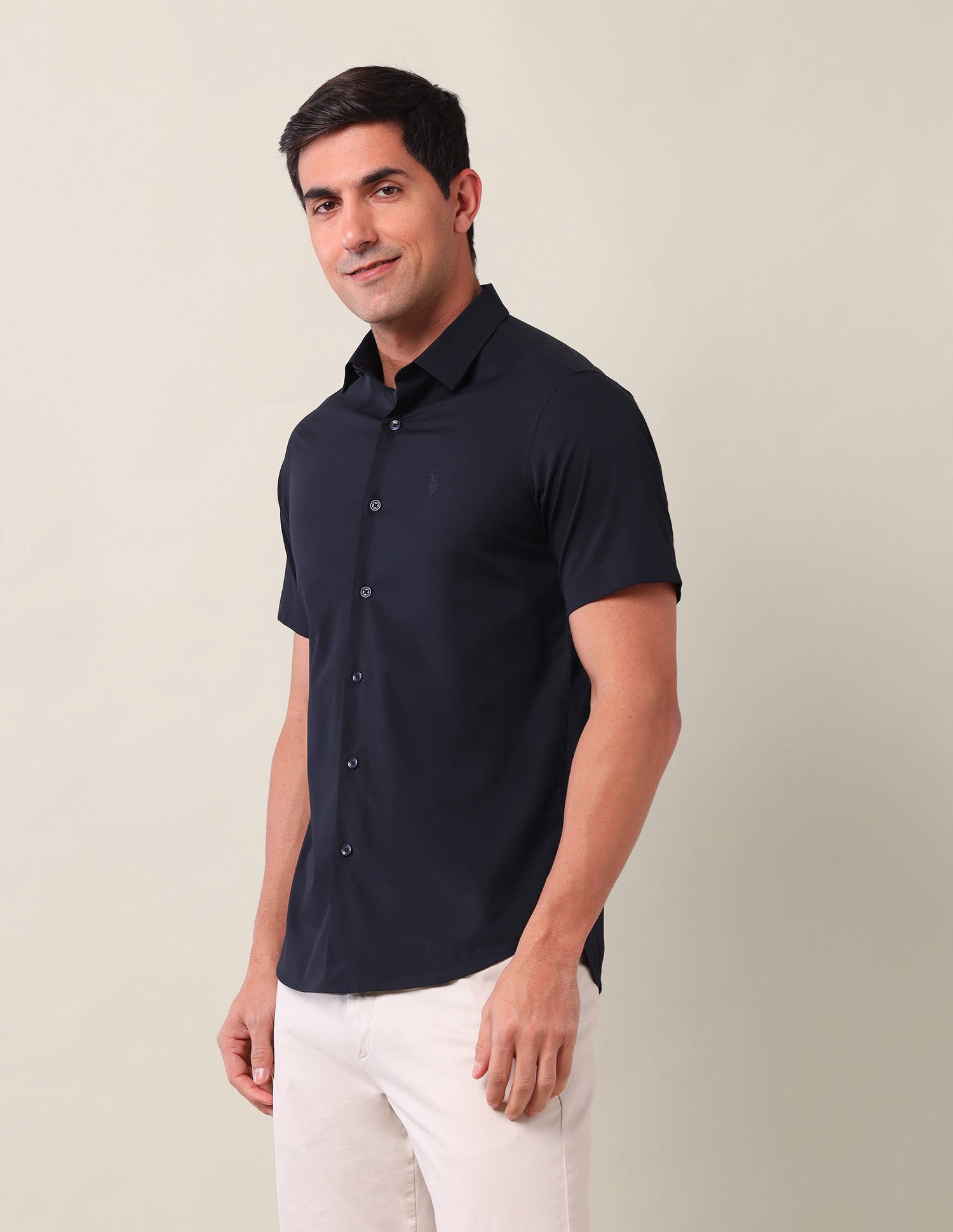 Solid Tailored Fit Shirt Navy - U.S. Polo Assn. India | Large