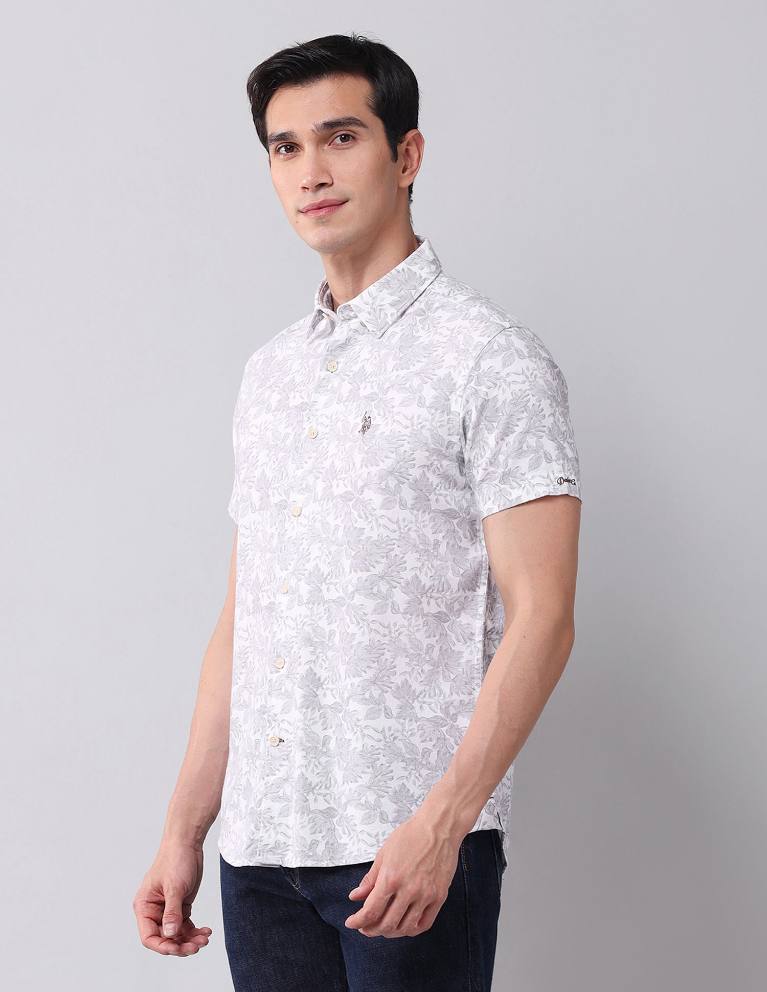 Regular Fit Twill Printed Shirt Grey - U.S. POLO ASSN. | Large