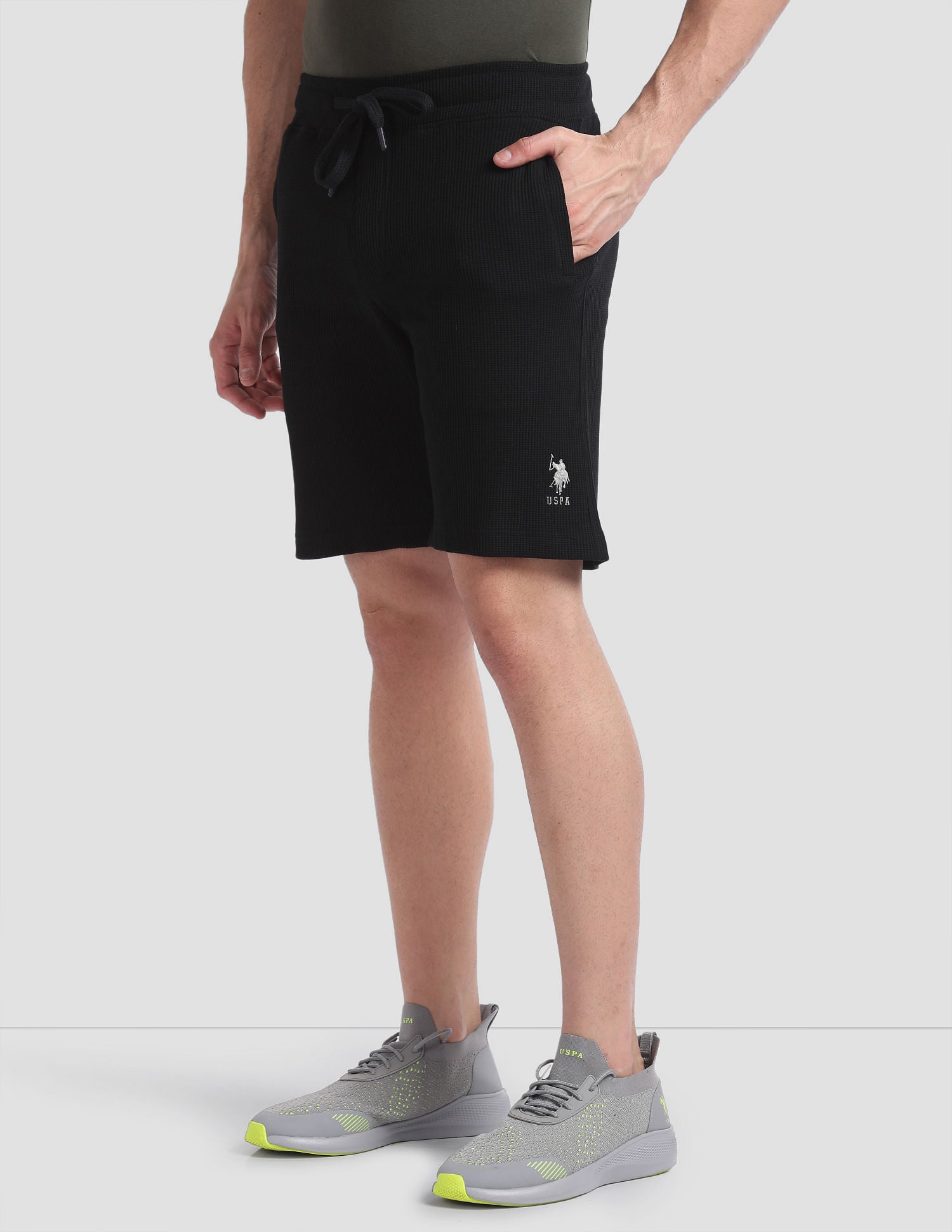 Waffle Knit Textured LS005 Lounge Shorts - Pack Of 1 Black - U.S. POLO ASSN. | Large