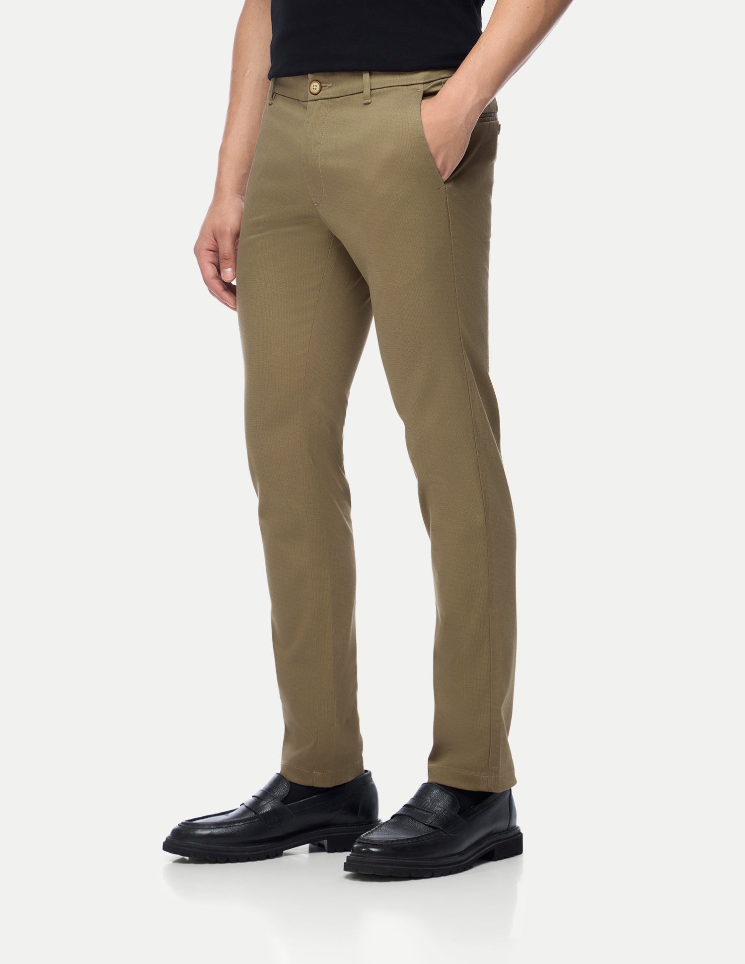 Denver Slim Fit Satin Trousers Khaki - U.S. Polo Assn. India | Large