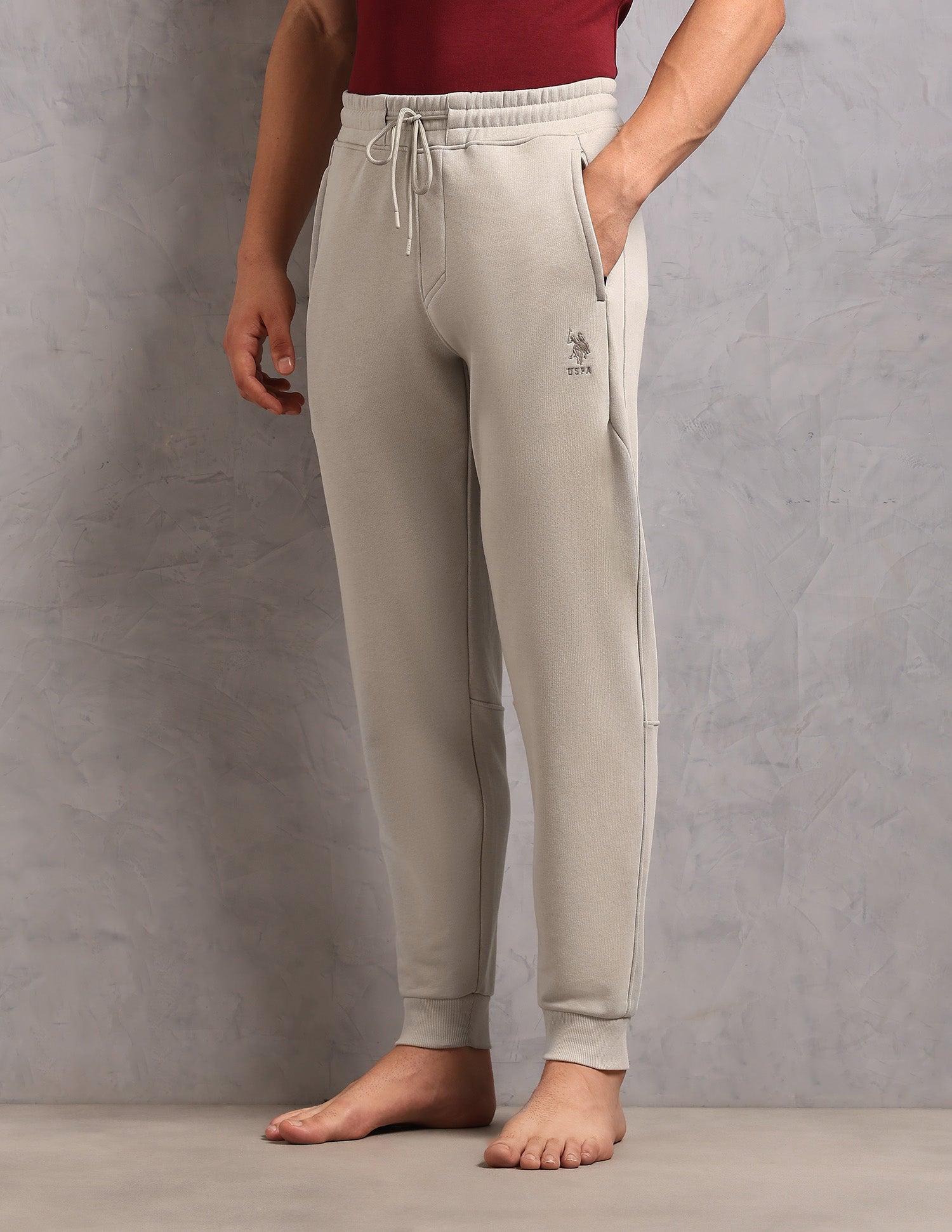 Cotton Terry OJ009 Lounge Jogger - Pack Of 1 Grey Mid Stone - U.S. POLO ASSN. | Large