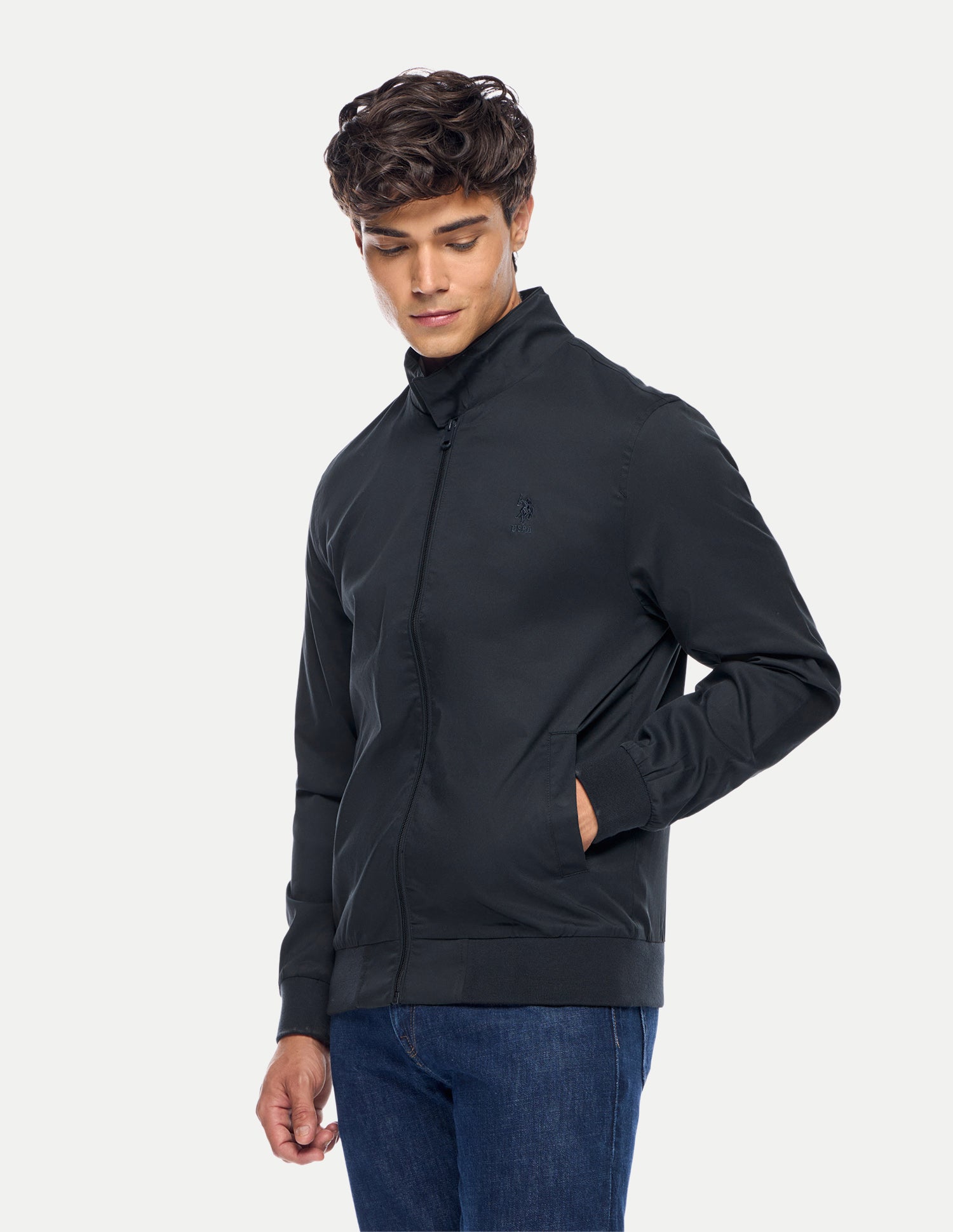 Solid Regular Fit Jacket Navy - U.S. Polo Assn. India | Large