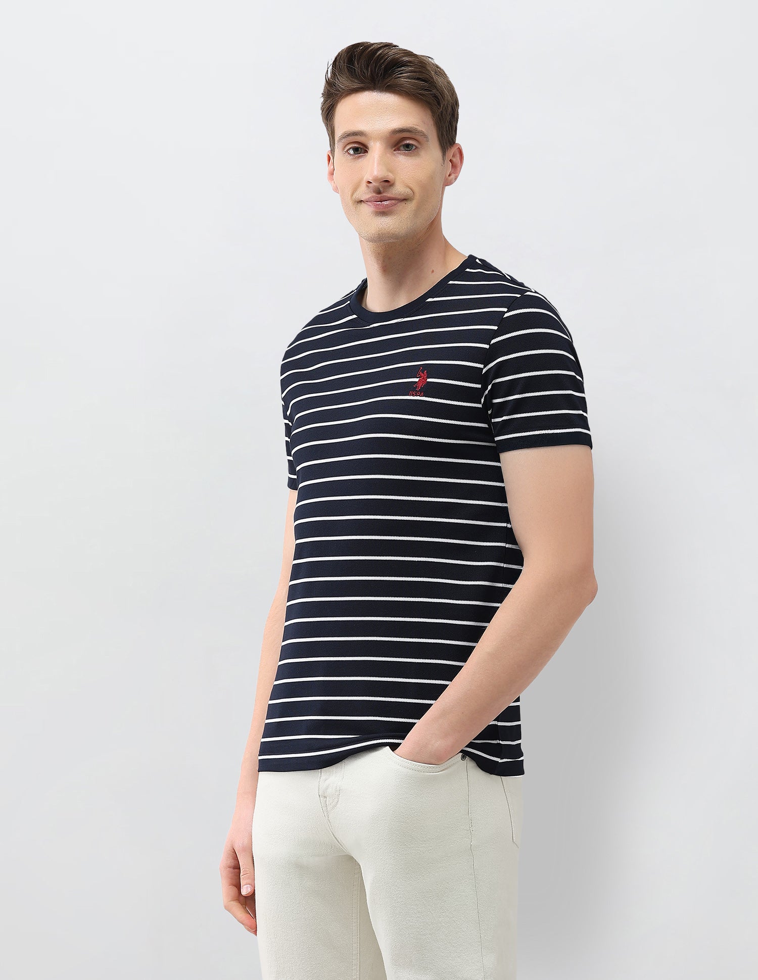 Horizontal Striped Slim Fit T-Shirt Navy - U.S. Polo Assn. India | Large