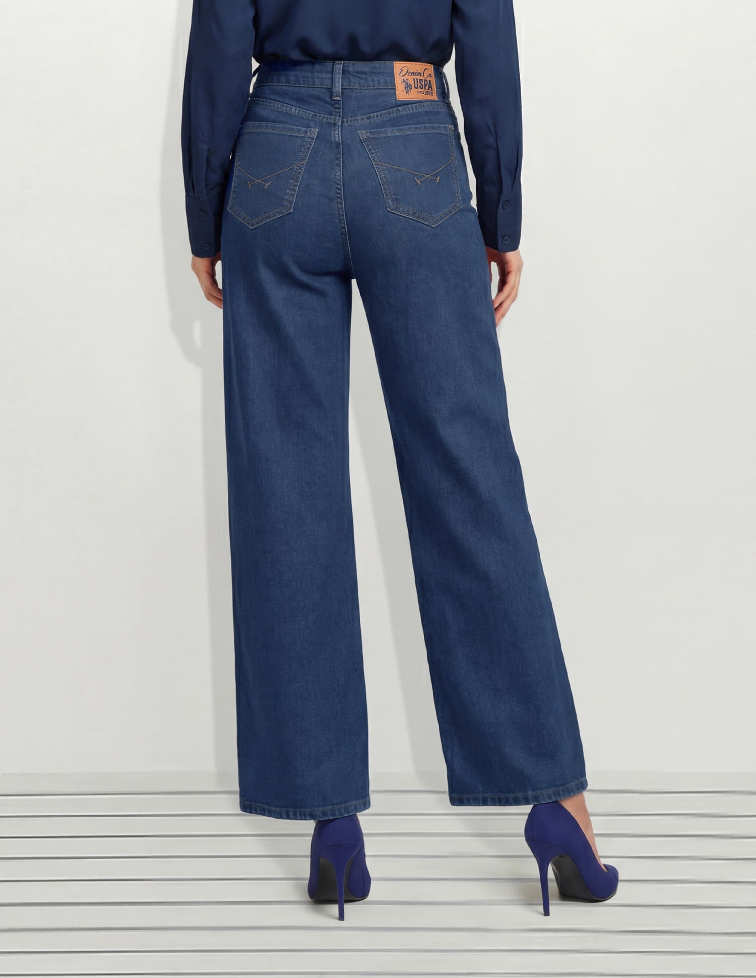 High Rise Wide Leg Fit Jeans Blue - U.S. Polo Assn. India | Large