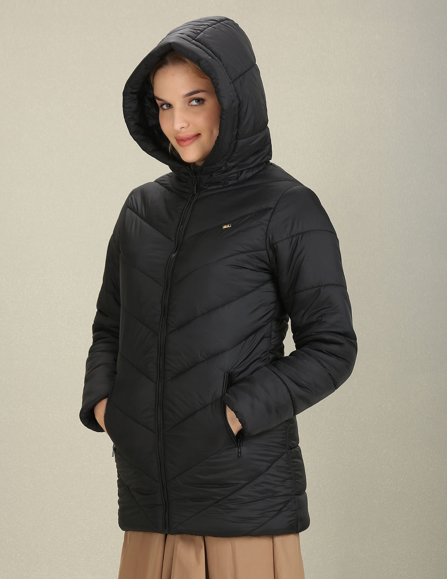 Longline Puffer Hooded Jacket Black - U.S. POLO ASSN. | Large