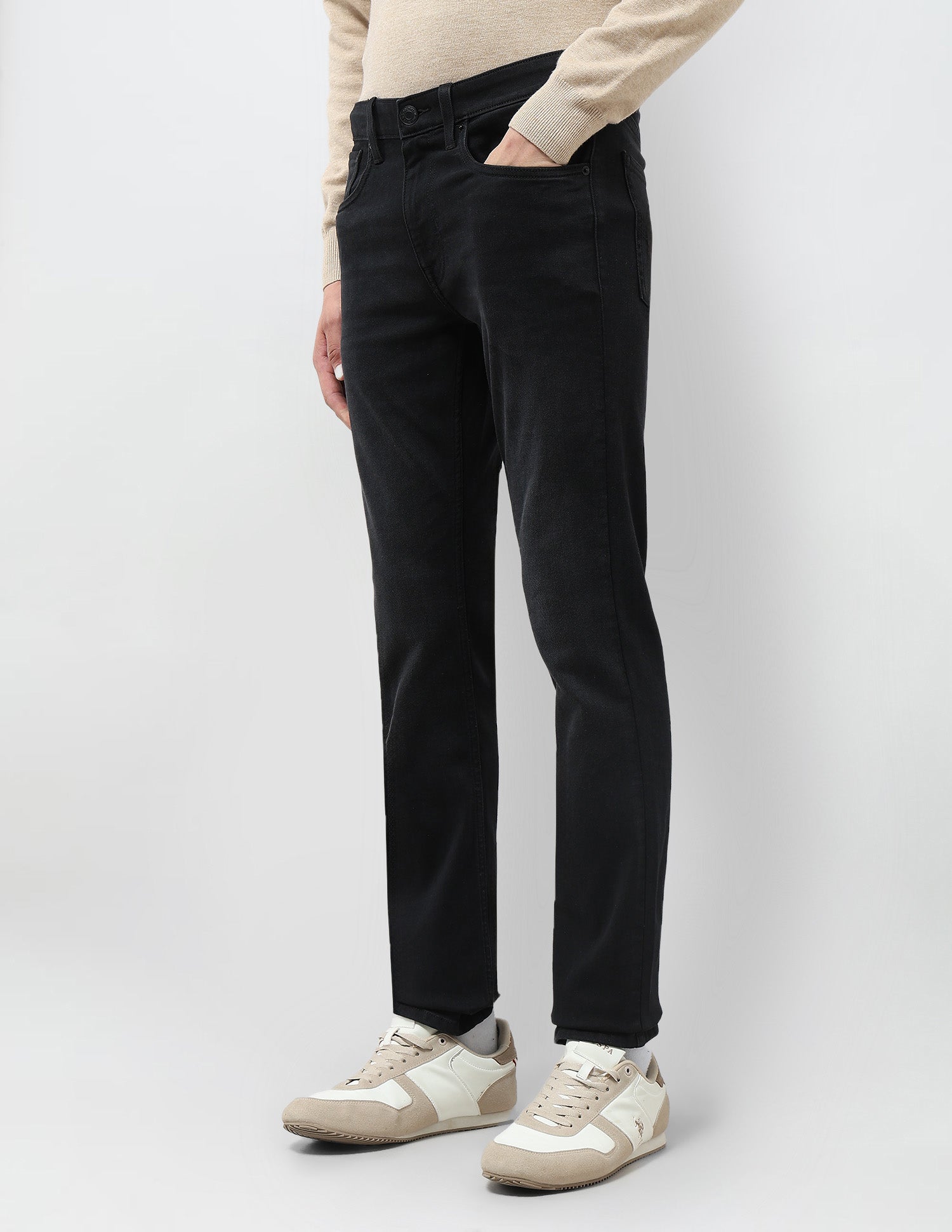Regallo Skinny Fit Mid Rise Jeans Black - U.S. Polo Assn. India | Large
