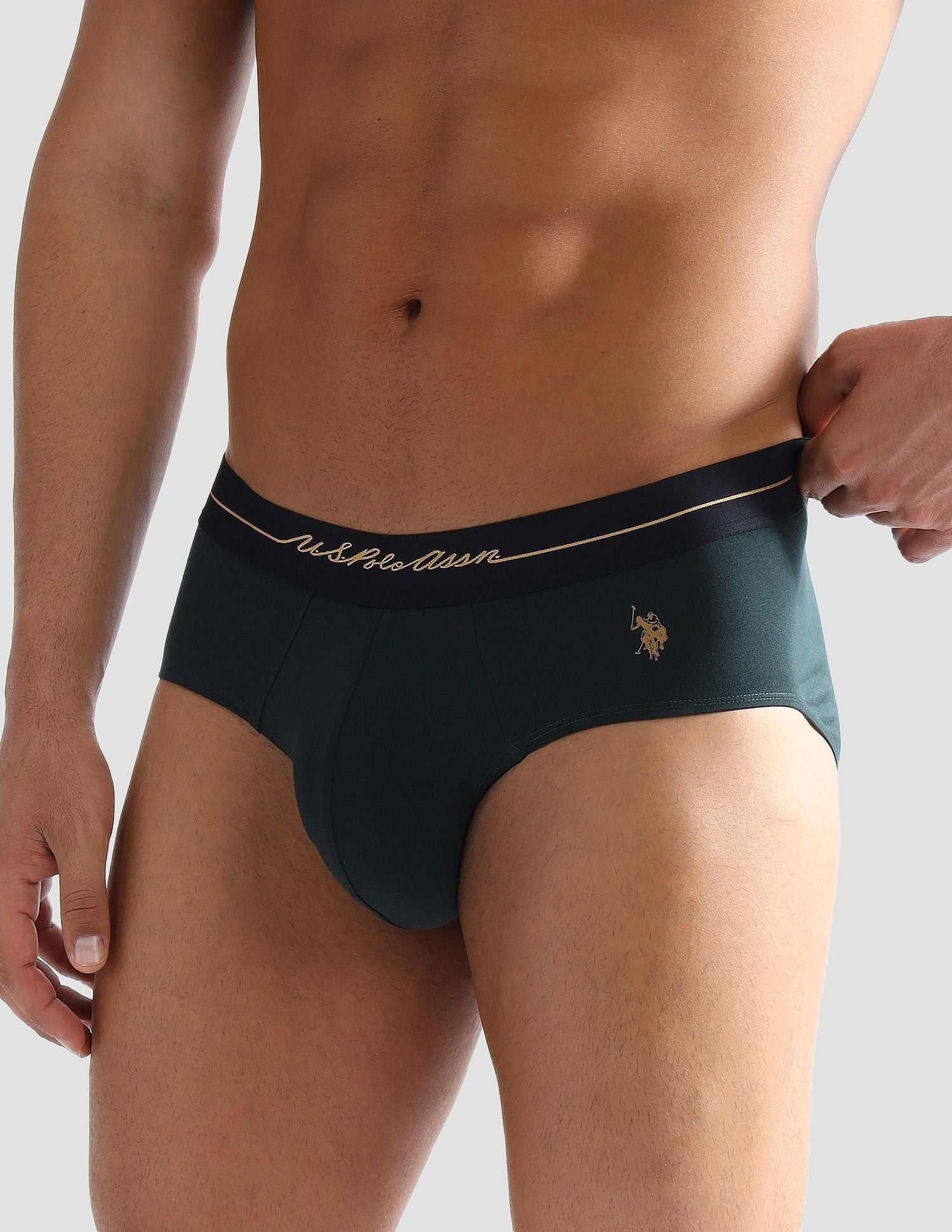 Elasticized Waist Solid PB004 Briefs - Pack of 1 Scarab - U.S. POLO ASSN. | Large