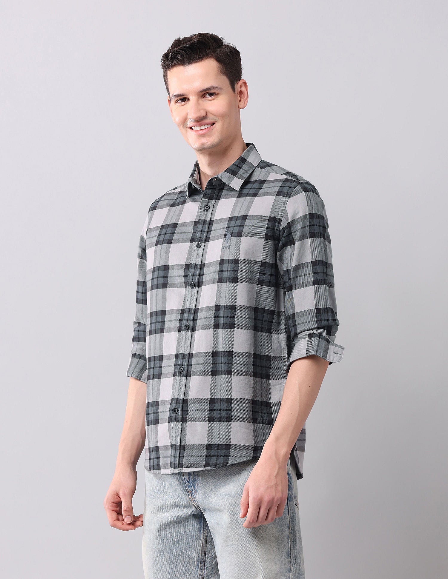 Regular Fit Checked Shirt Grey - U.S. POLO ASSN. | Large