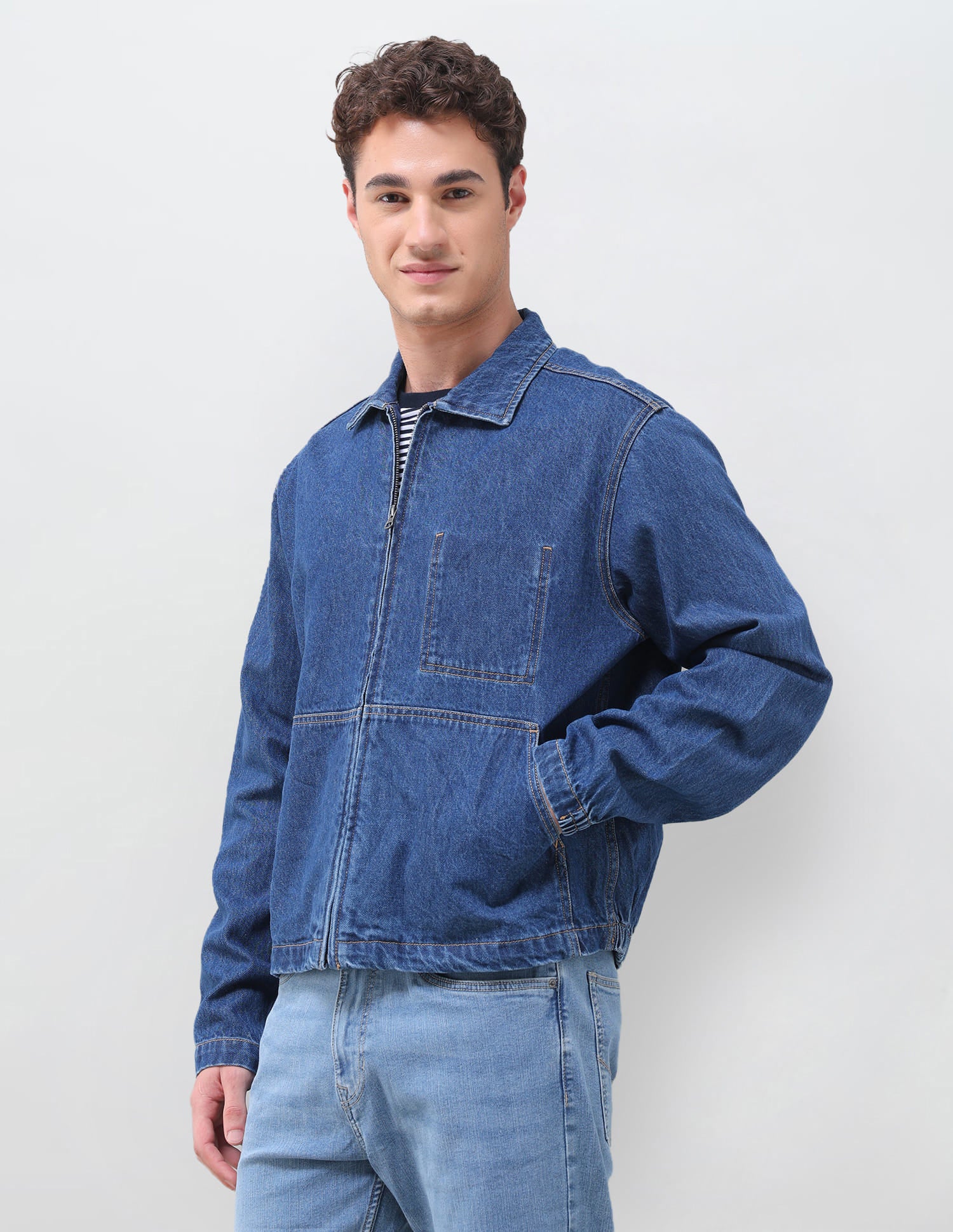 Solid Regular Fit Denim Jacket Indigo - U.S. Polo Assn. India | Large