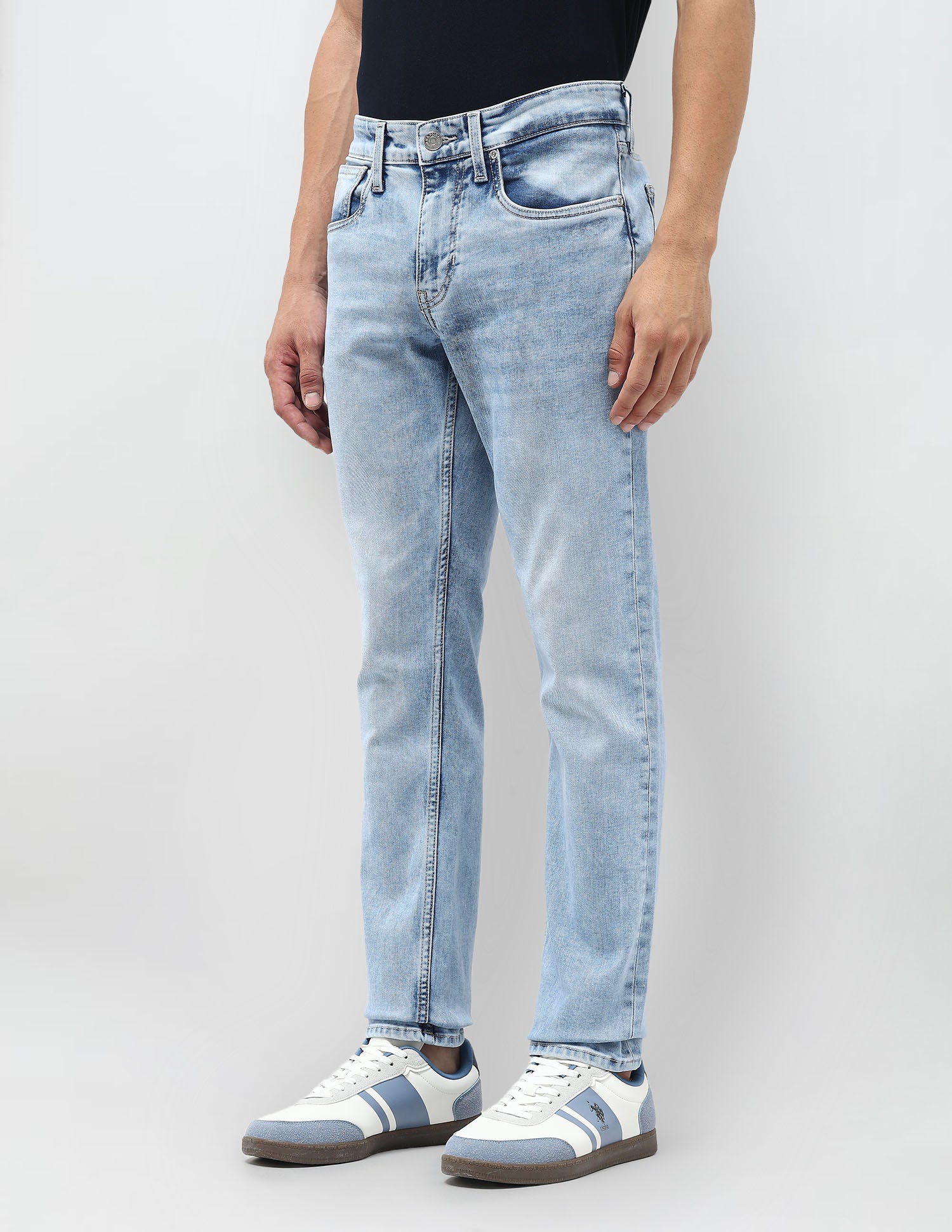 Brandon Slim Tapered Fit Blue Jeans Light Blue - U.S. POLO ASSN. | Large