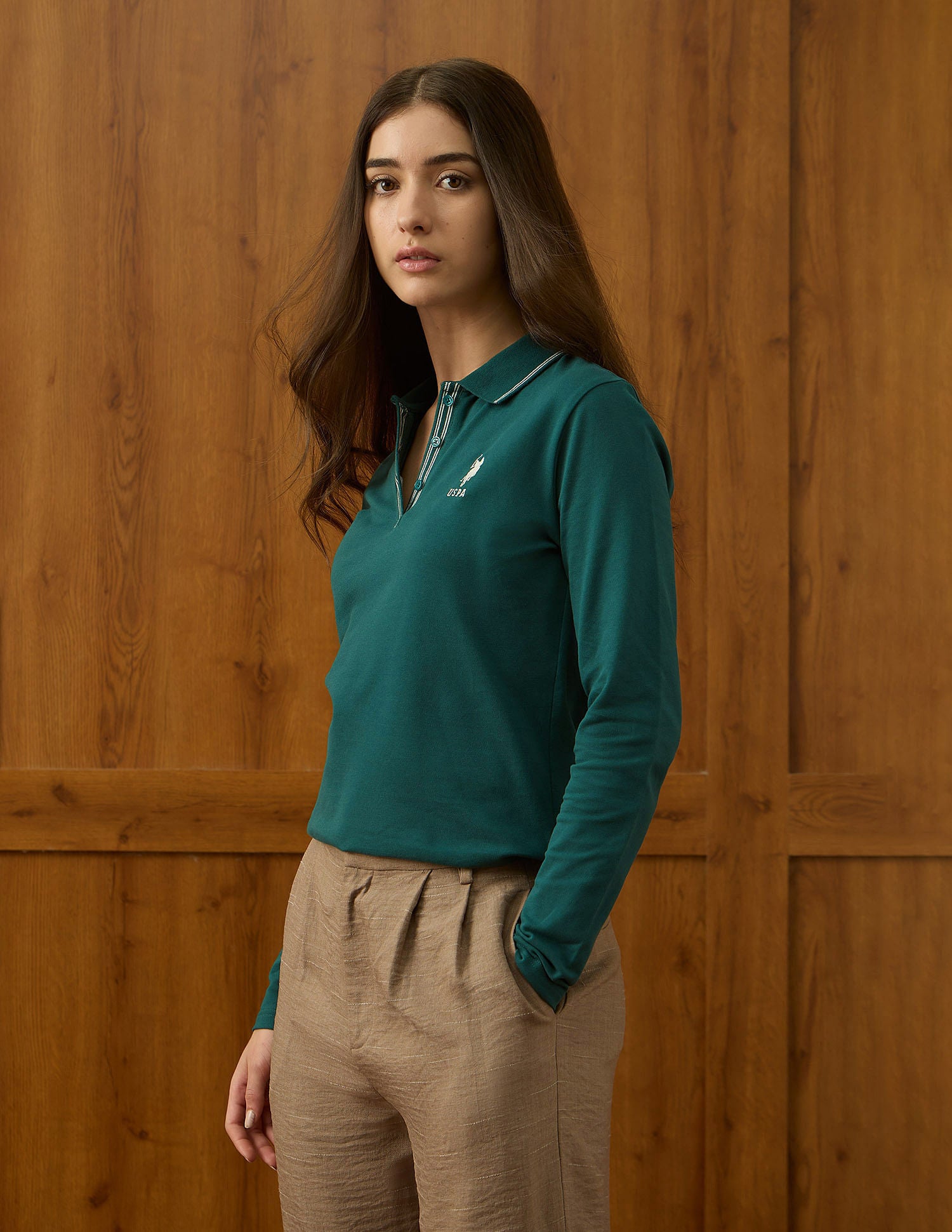 Regular Fit Solid Polo Shirt Dk. Green - U.S. POLO ASSN. | Large