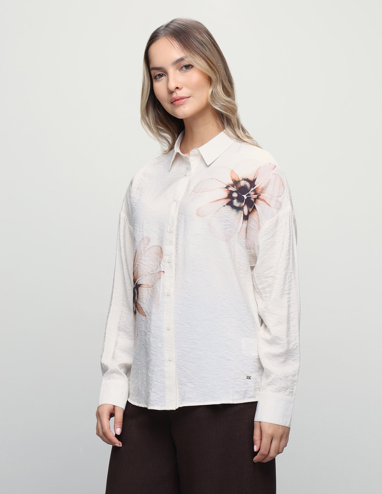 Floral Printed Regular Fit Shirt Off White - U.S. Polo Assn. India | Large