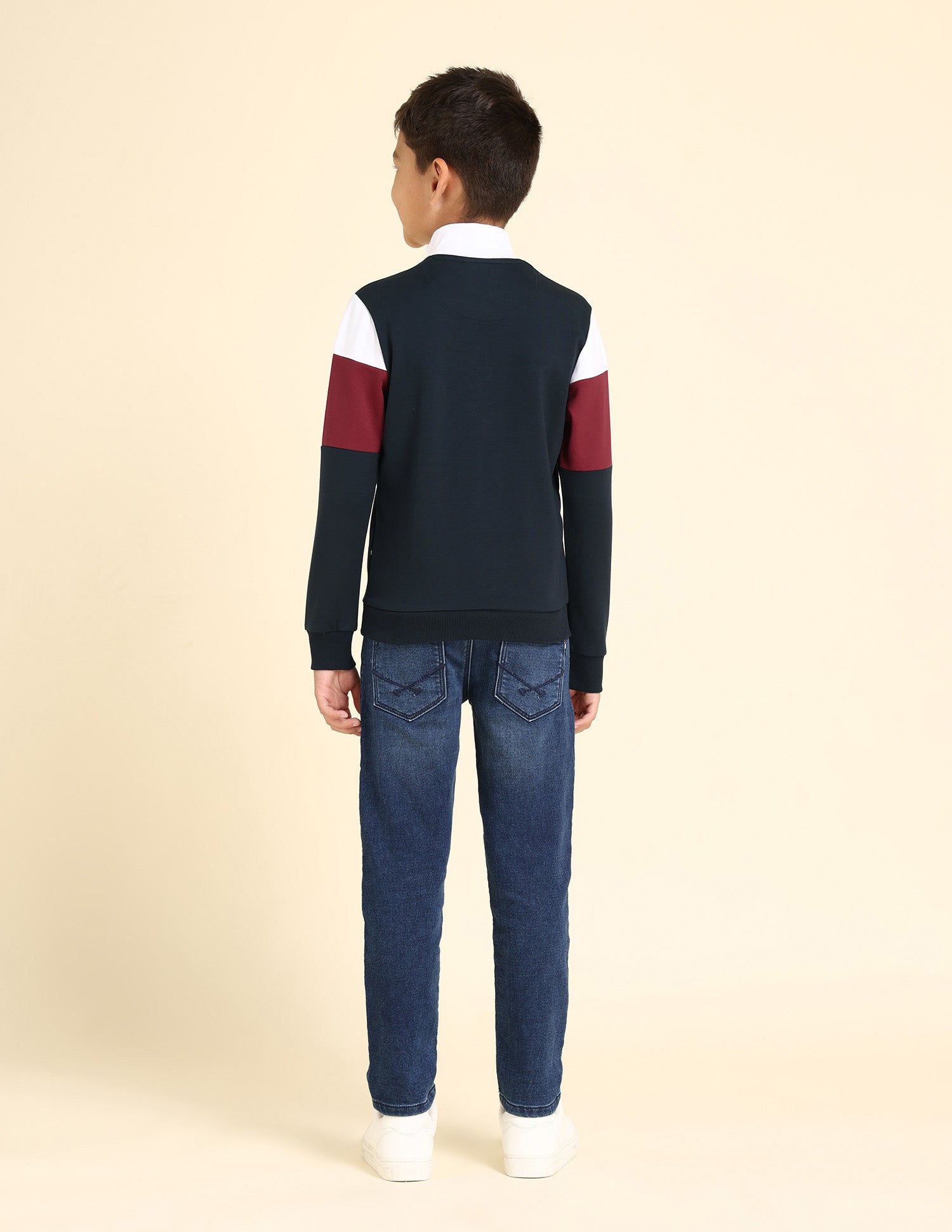 Boys Colour Blocked High Neck Sweatshirt Navy - U.S. POLO ASSN. | Large