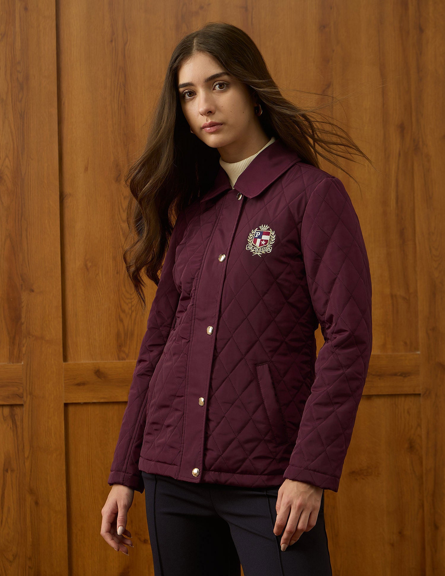 Regular Fit Quilted Jacket Wine - U.S. POLO ASSN. | Large