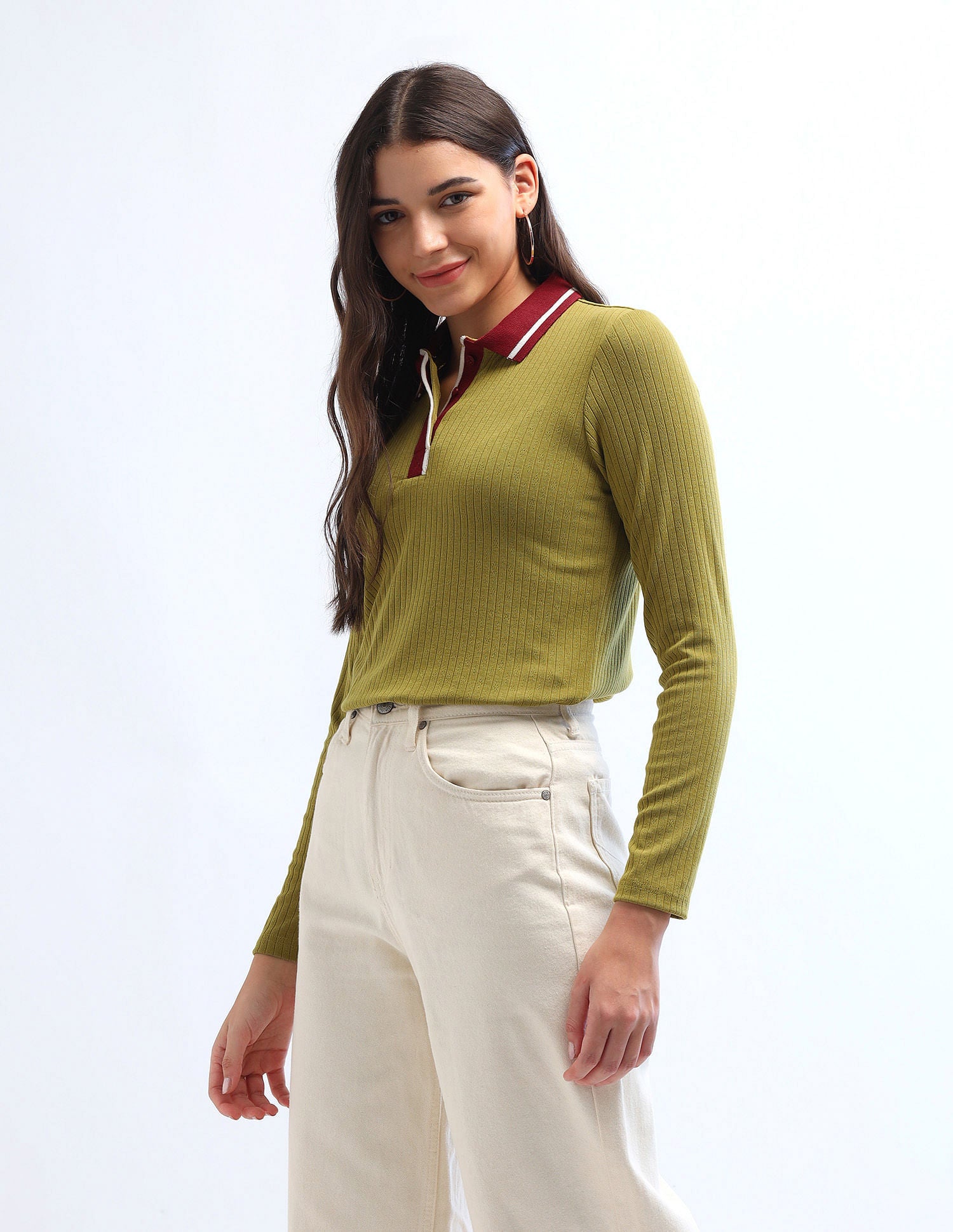 Contrast Collar Regular Polo Shirt Olive - U.S. POLO ASSN. | Large