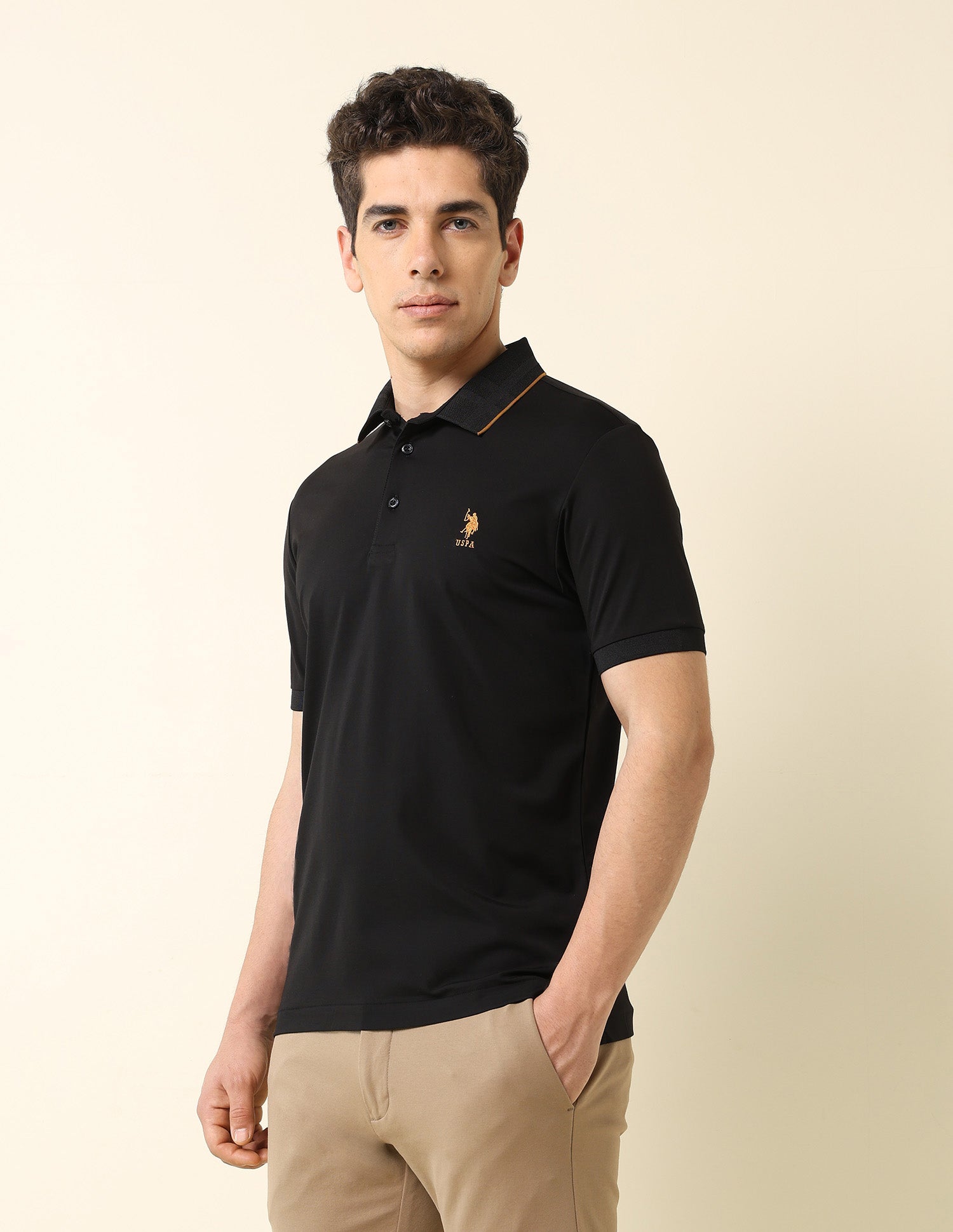 Solid Monochrome Majesty Polo Shirt Black - U.S. Polo Assn. India | Large