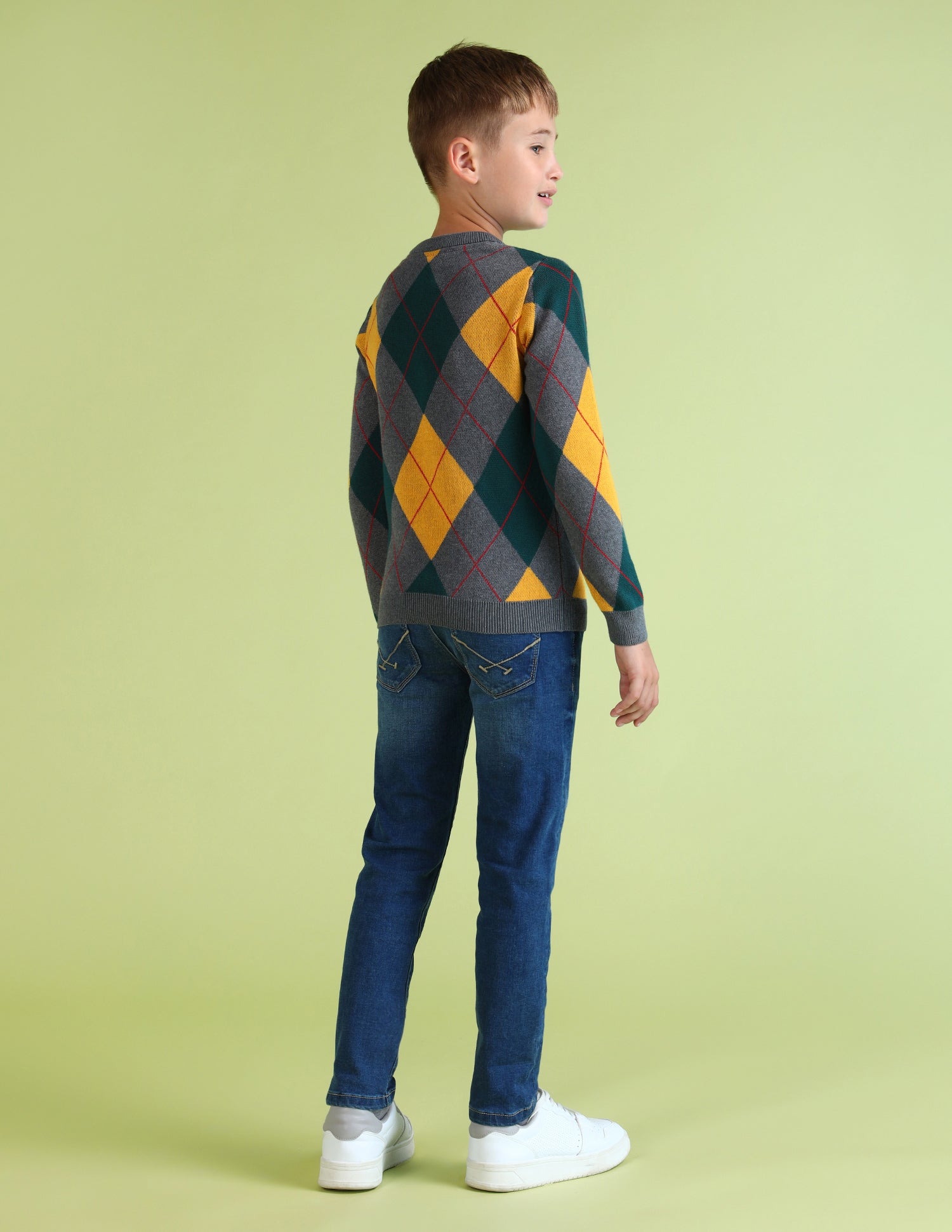 Boys Printed Regular Fit Sweater Ghost Grey - U.S. POLO ASSN. | Large