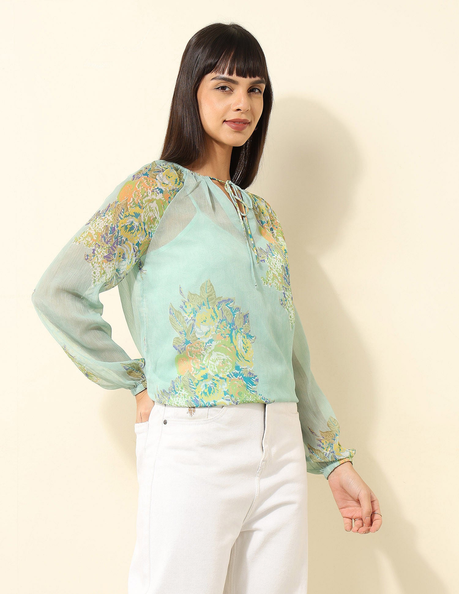 Abstract Printed Chiffon Top Multicolour - U.S. POLO ASSN. | Large