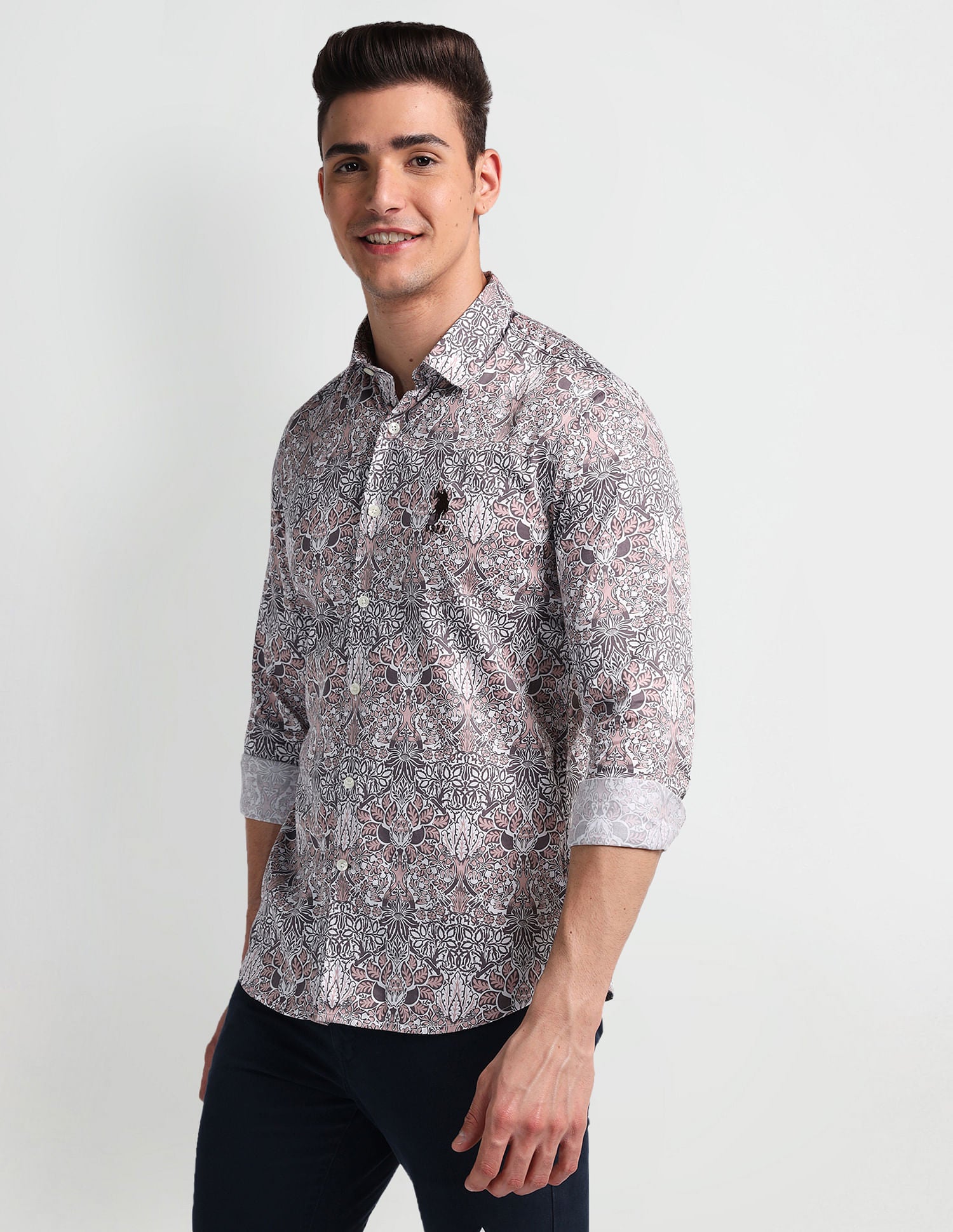 Slim Fit Floral Shirt Grey - U.S. Polo Assn. India | Large