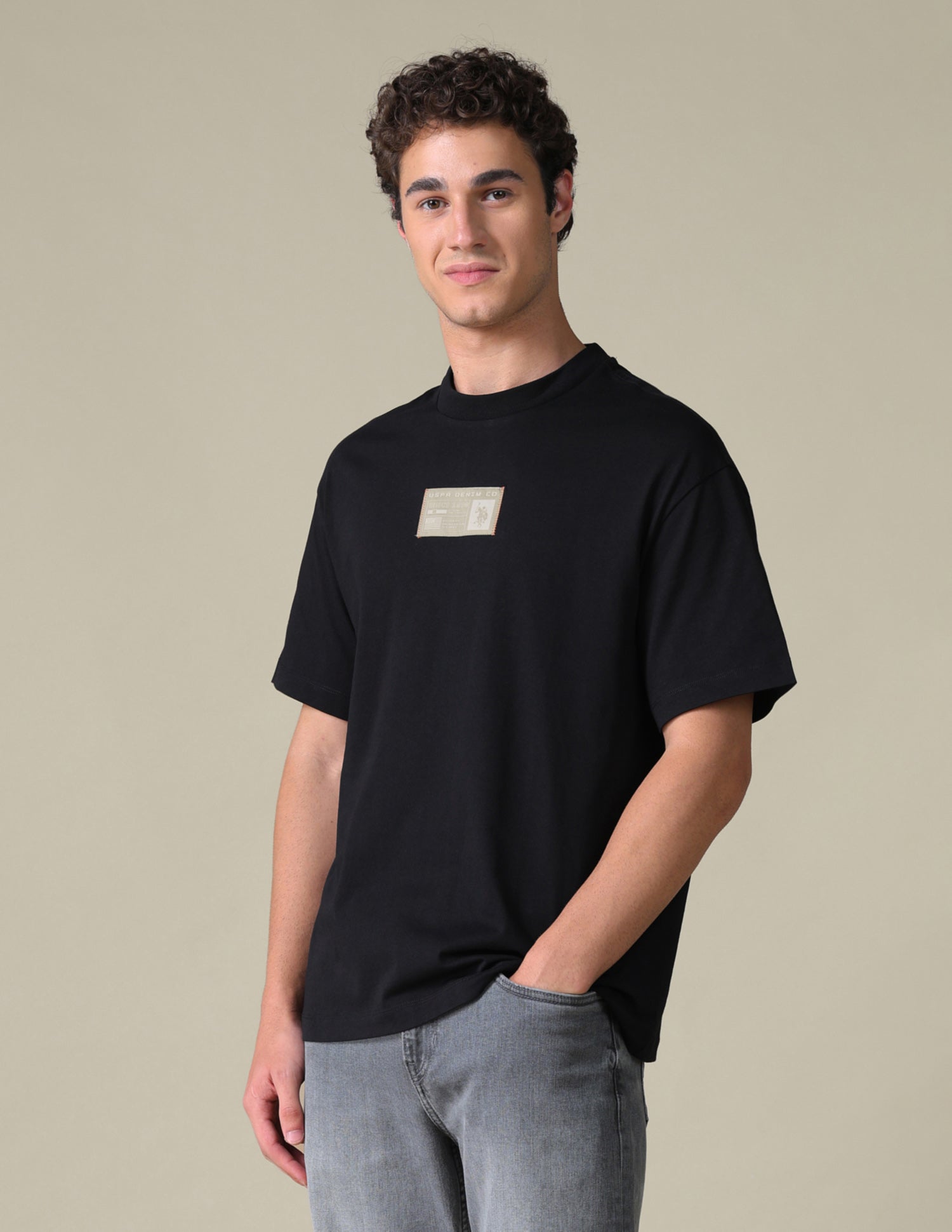 Relaxed Fit Solid T-Shirt Black - U.S. Polo Assn. India | Large