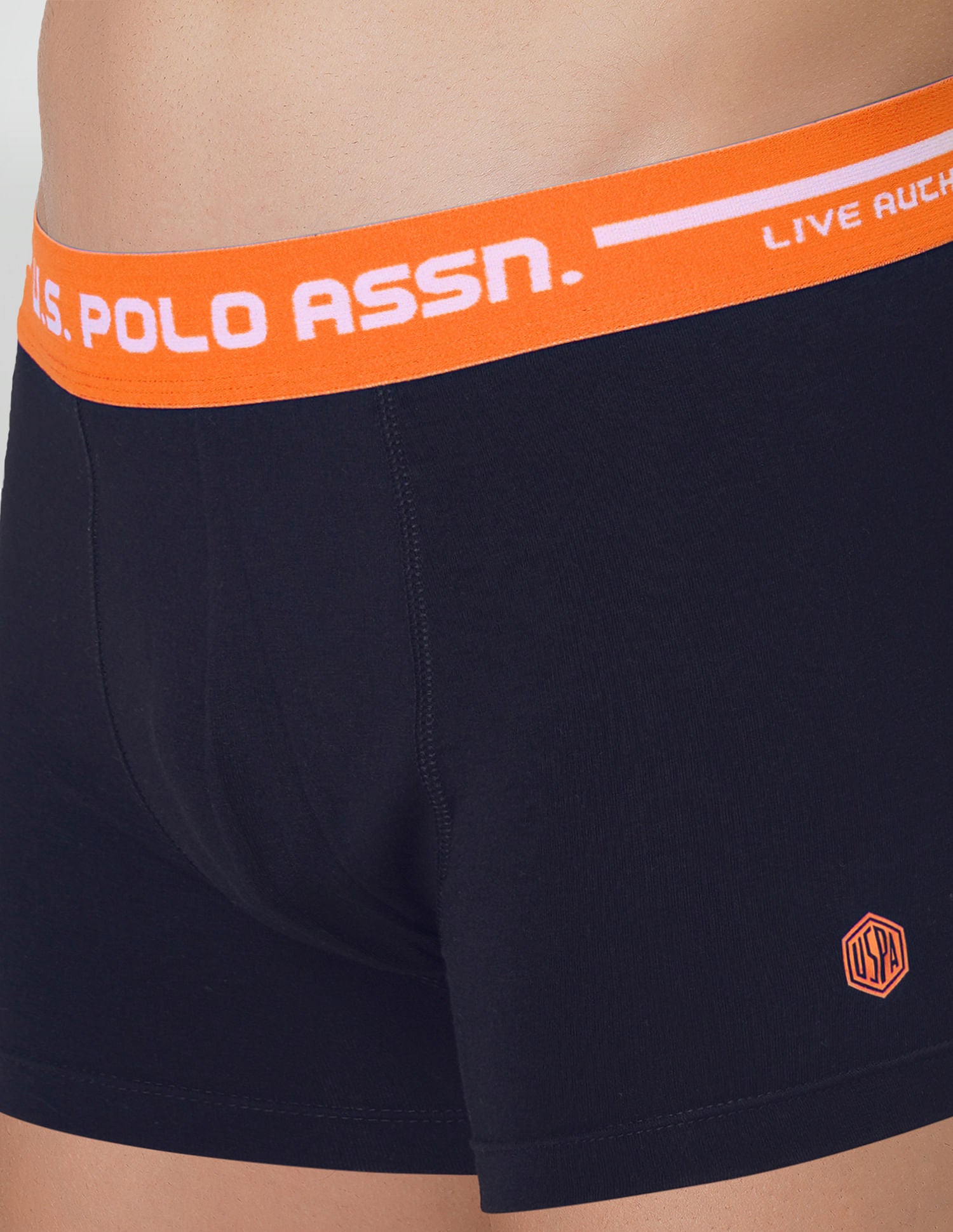 Logo Waistband Cotton Stretch IYAI Trunks - Pack Of 2 Navy and Grey - U.S. POLO ASSN. | Large