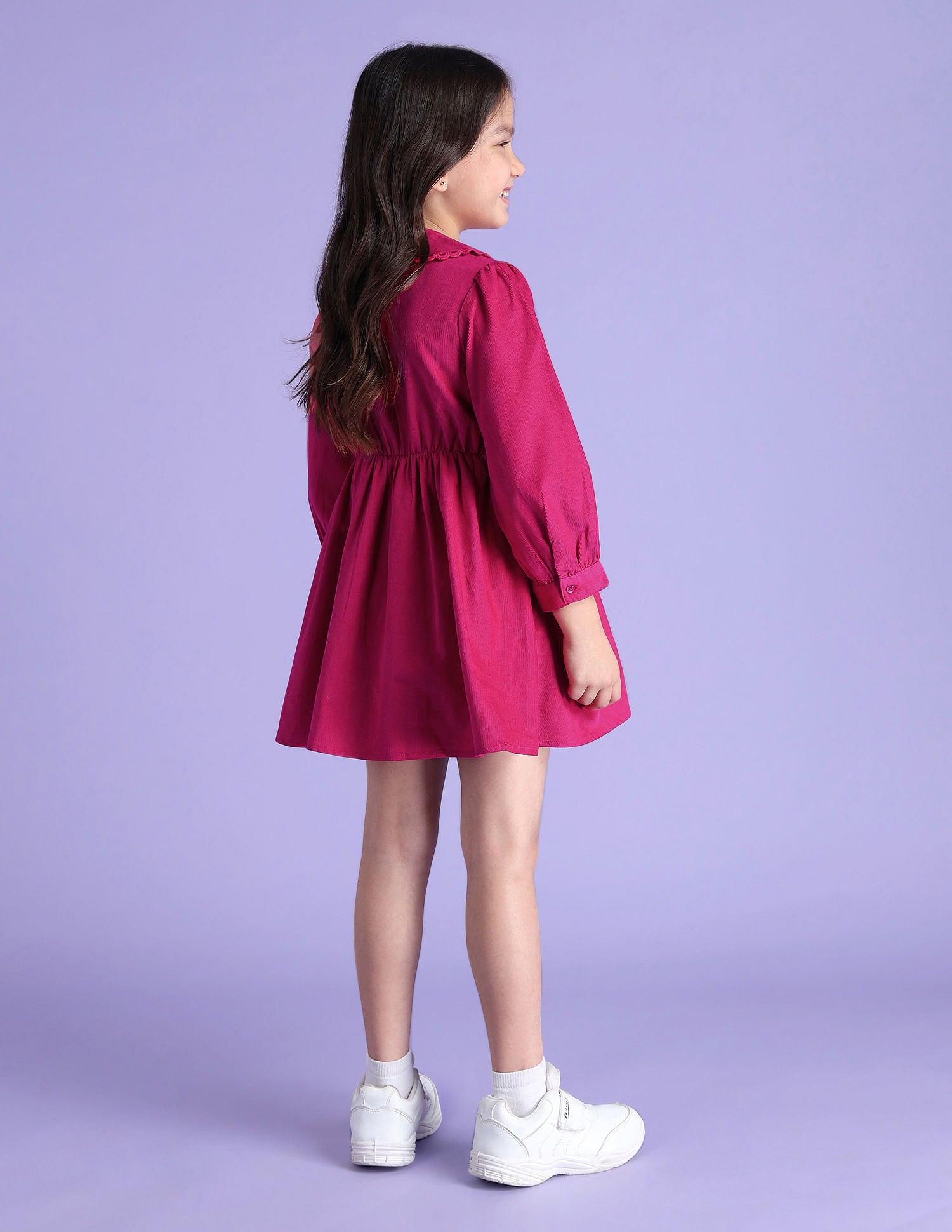 Girls Peterpan Collar Corduroy Dress Dark Pink - U.S. POLO ASSN. | Large