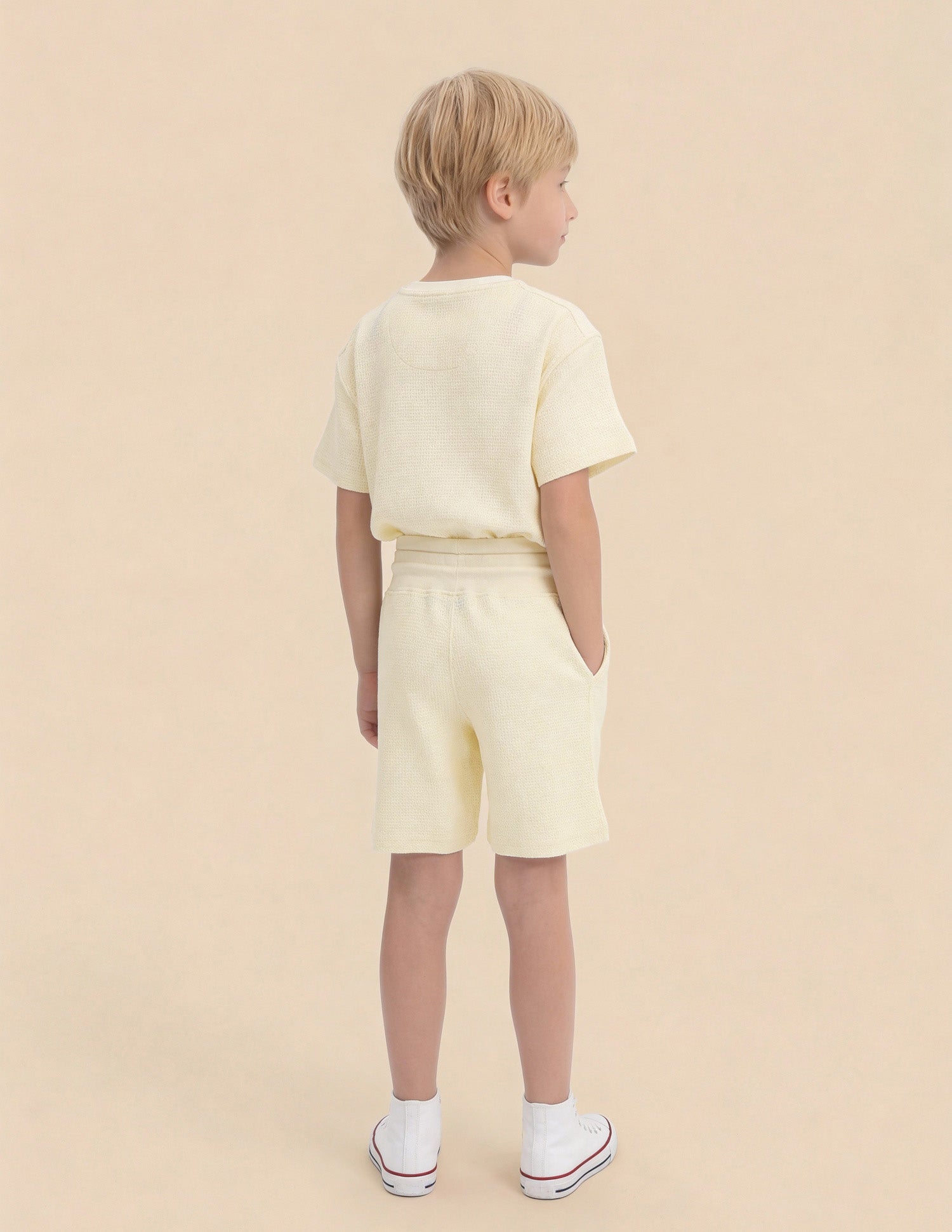 Boys Textured Regular Fit Shorts Off White - U.S. Polo Assn. India | Large