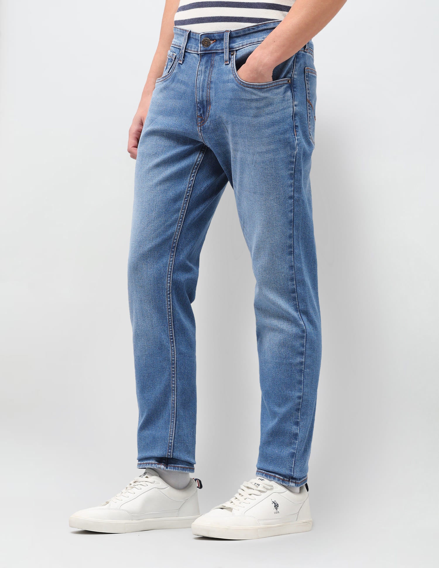 Solid Slim Fit Jeans Blue - U.S. Polo Assn. India | Large