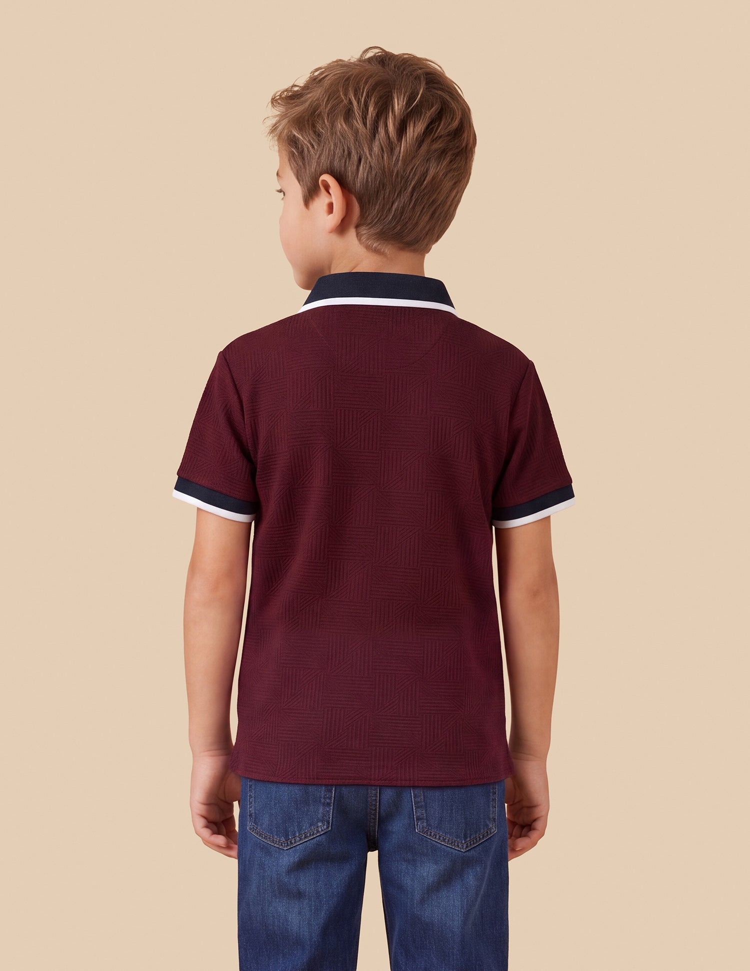 Geometric Patterned Knit Regular Fit Polo Shirt Maroon - U.S. Polo Assn. India | Large