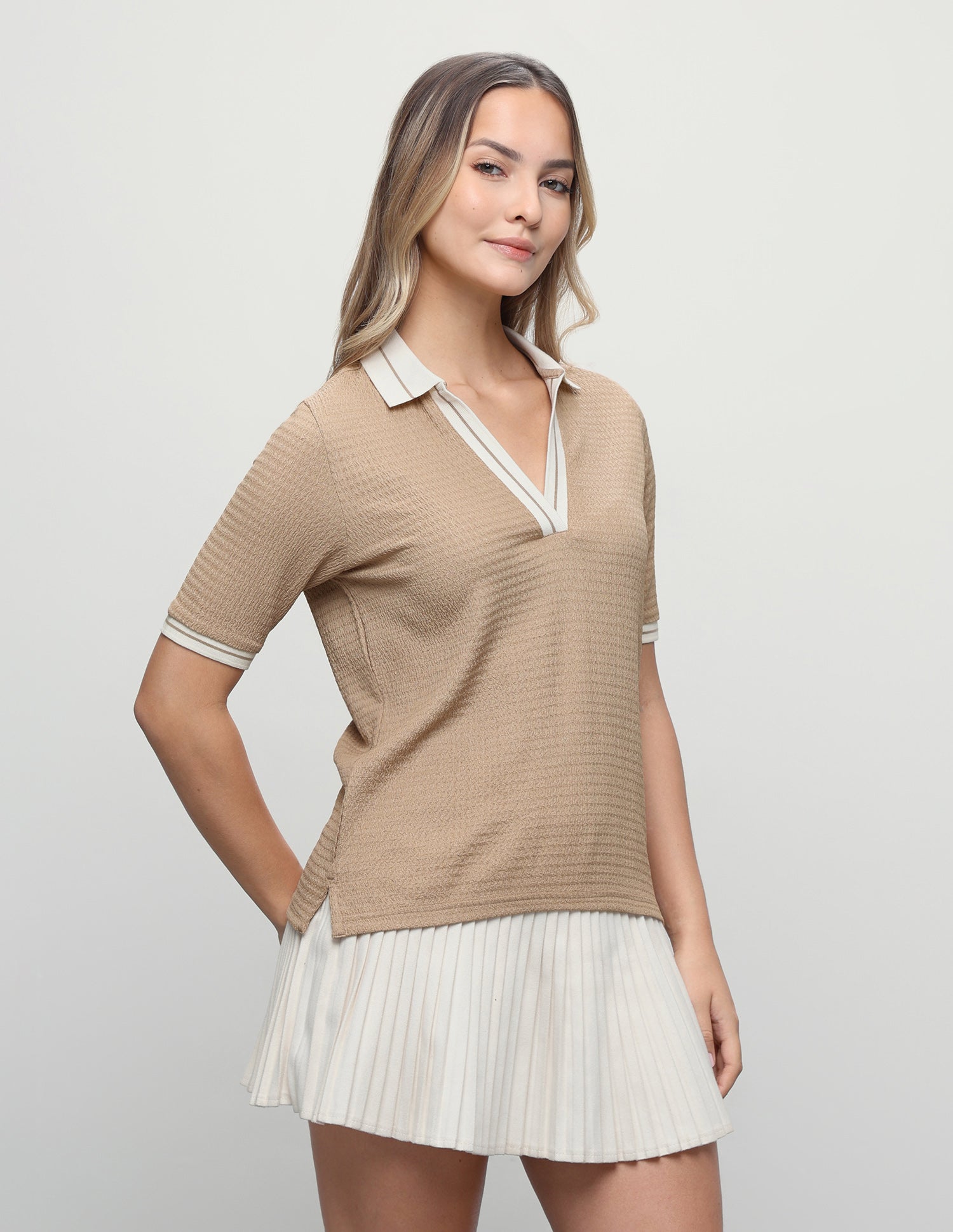 Textured Regular Fit Polo Shirt Light Brown - U.S. Polo Assn. India | Large
