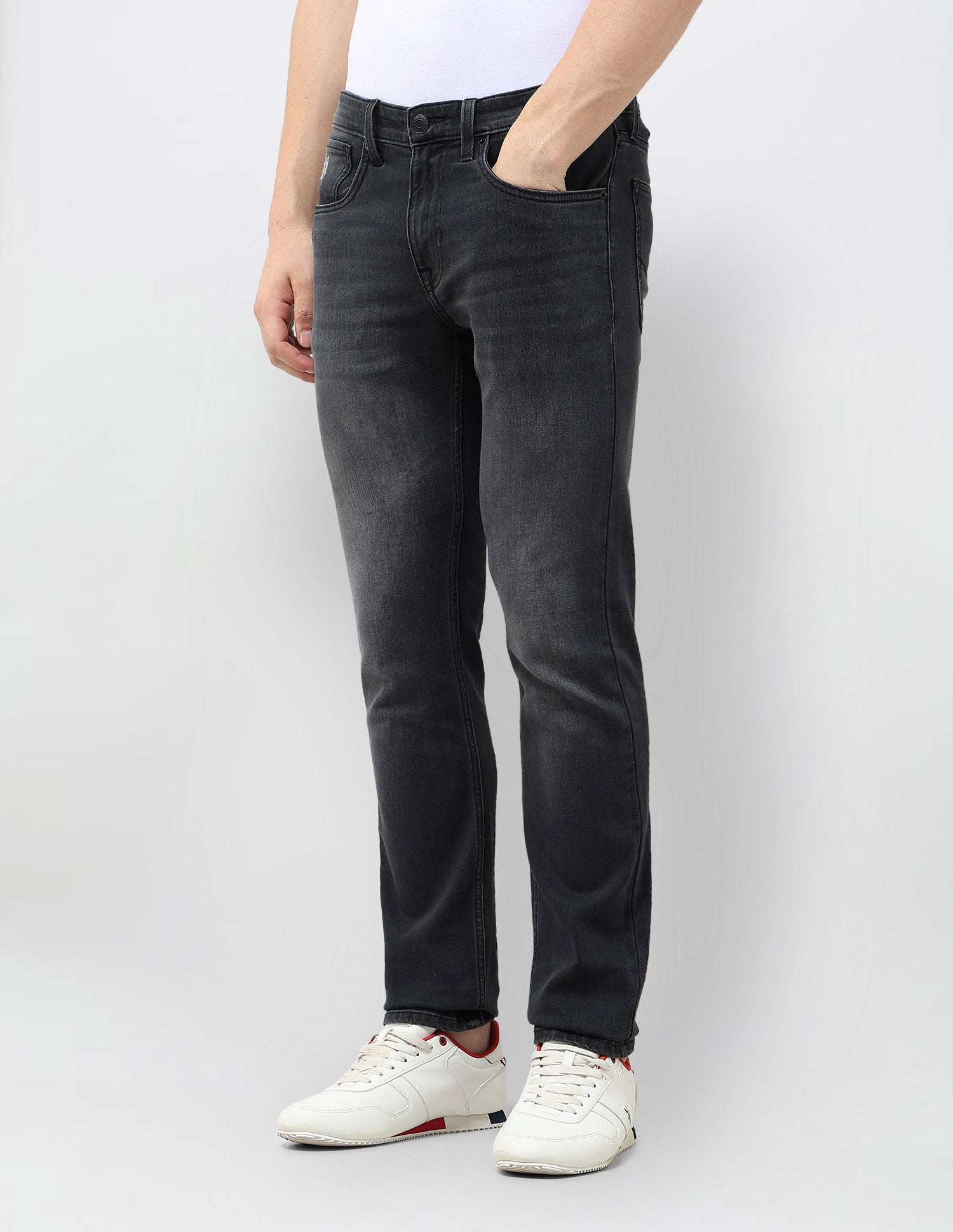 Regallo Skinny Fit Whiskered Jeans Black - U.S. Polo Assn. India | Large