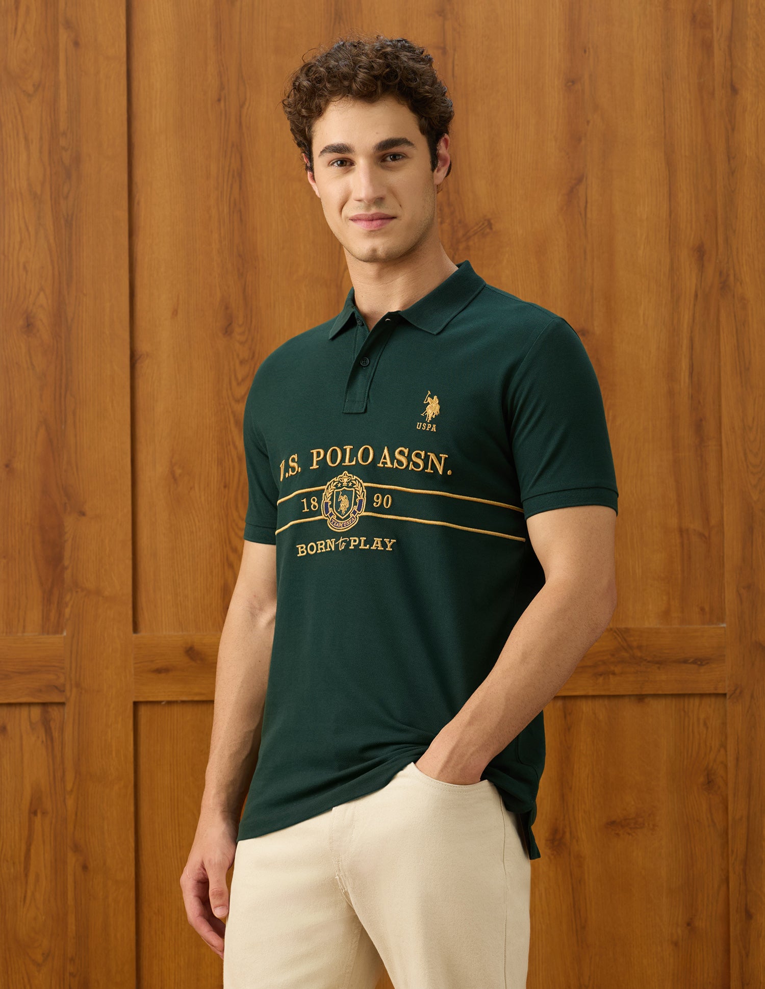 Elvenado Slim Fit Polo Shirt Green - U.S. Polo Assn. India | Large
