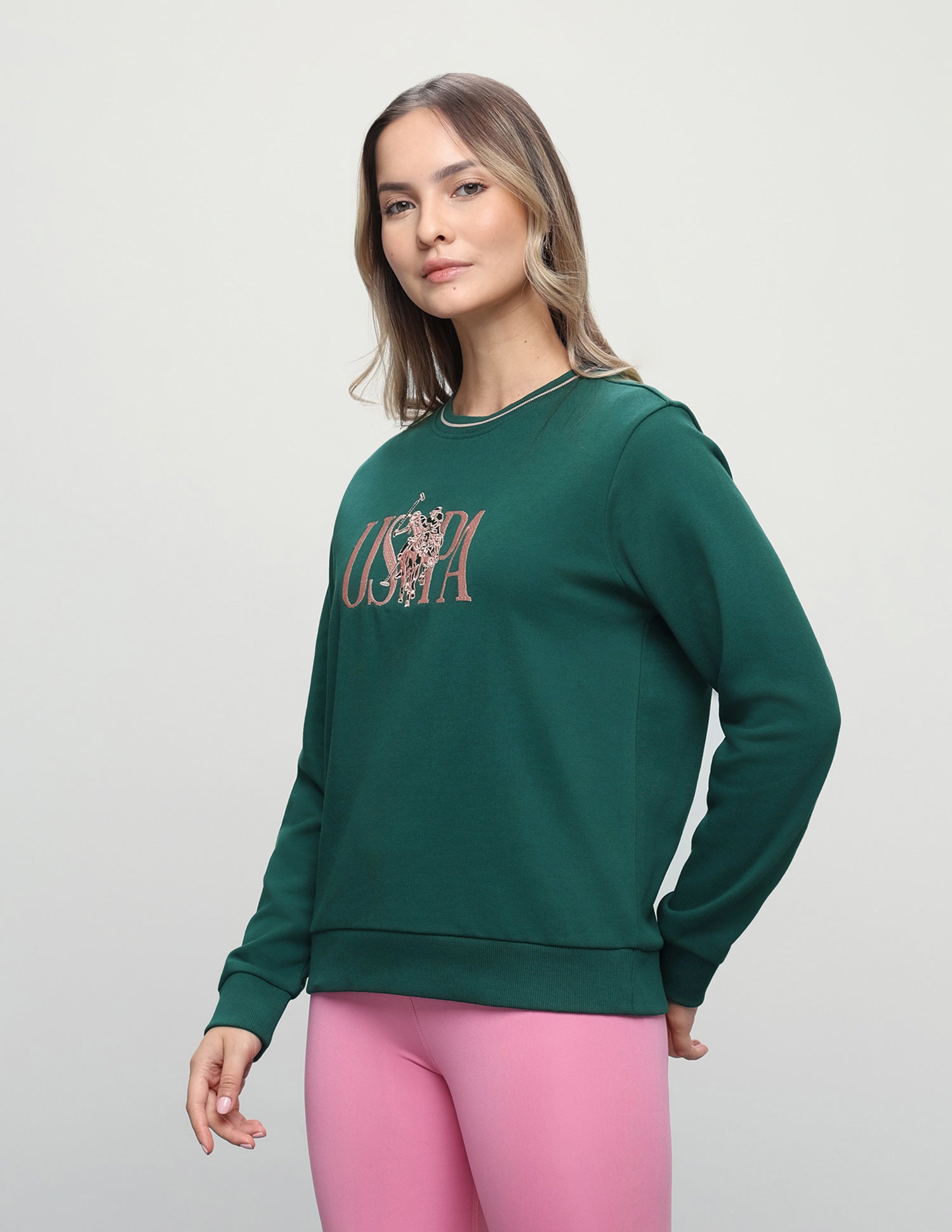 Brand Embroidered Regular Fit Sweatshirt Dark Green - U.S. Polo Assn. India | Large