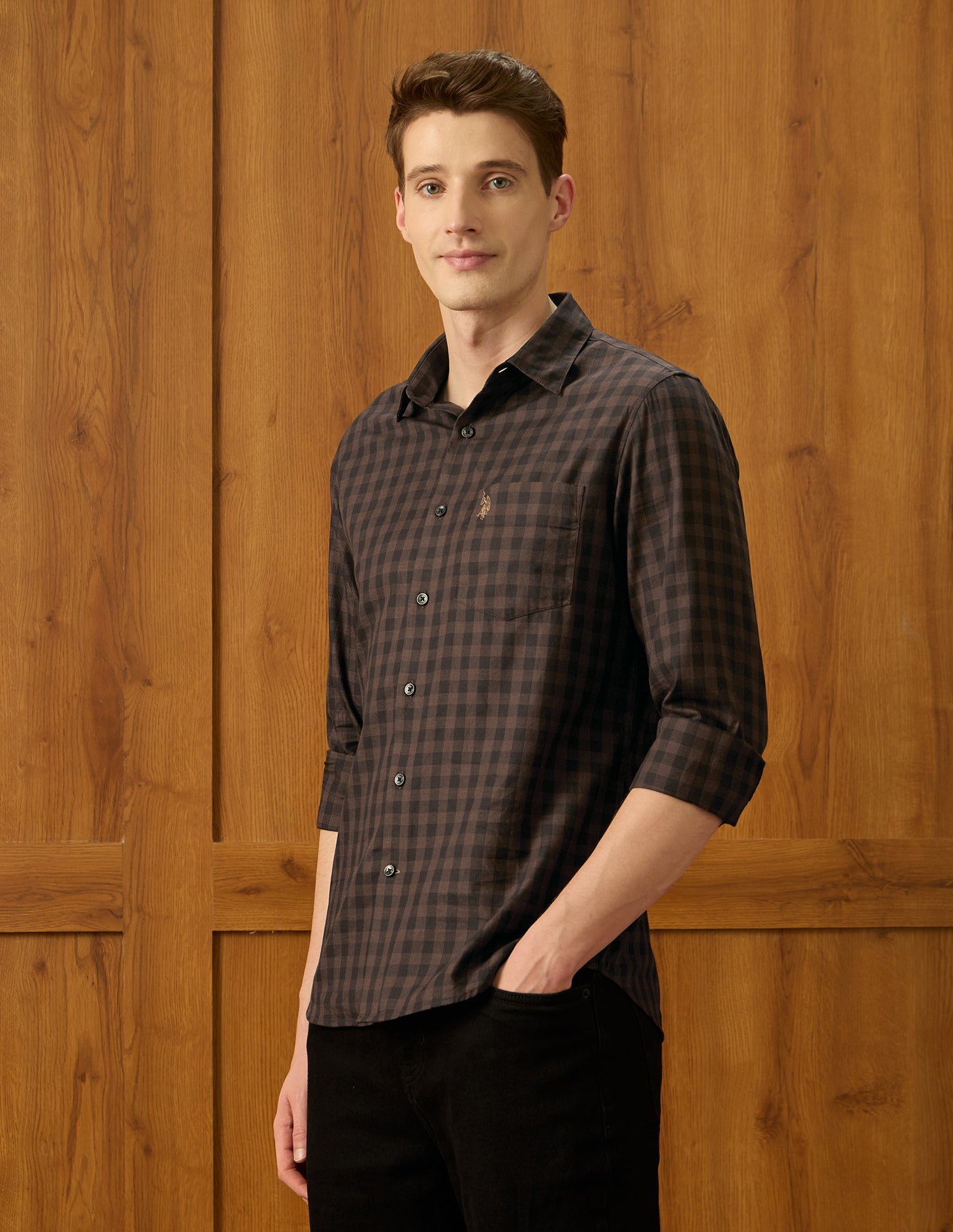 Equestrian Sports @ Elevnado Plaid Checked Shirt Brown - U.S. Polo Assn. India | Large