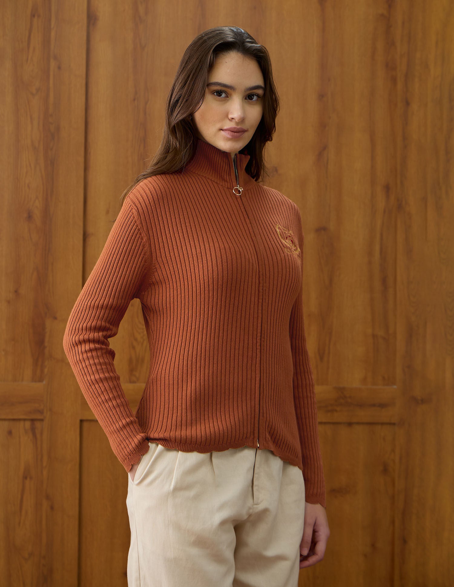 Patterned Knit Regular Fit Sweater Orange - U.S. POLO ASSN. | Large