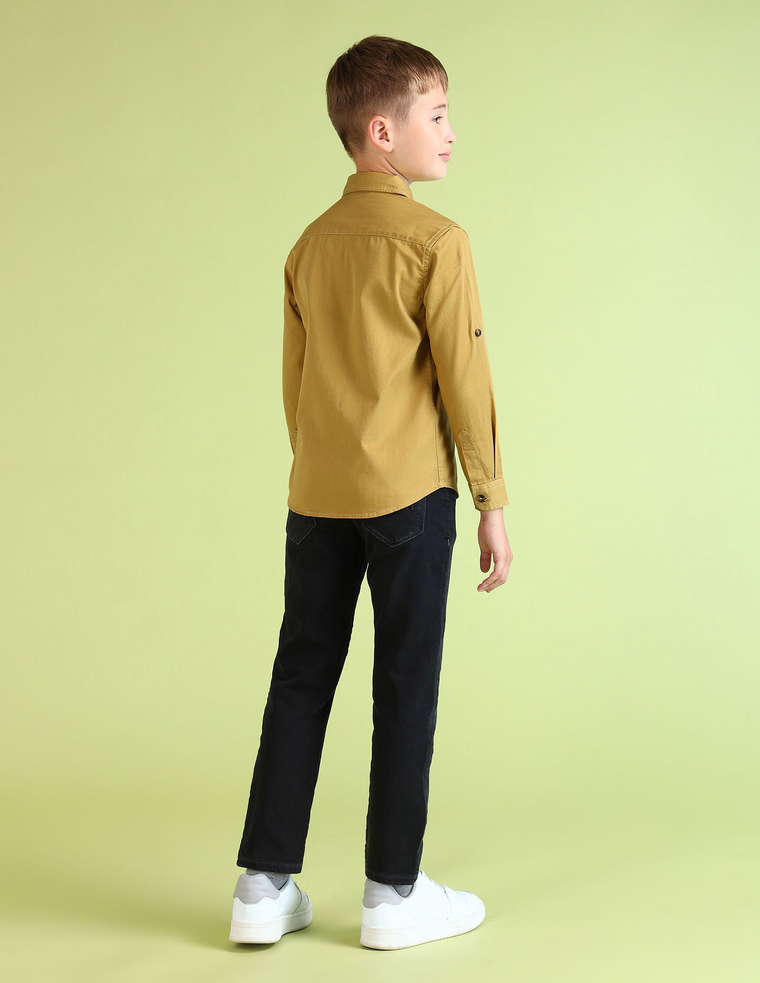 Boys Regular Fit Solid Shirt Mustard - U.S. POLO ASSN. | Large