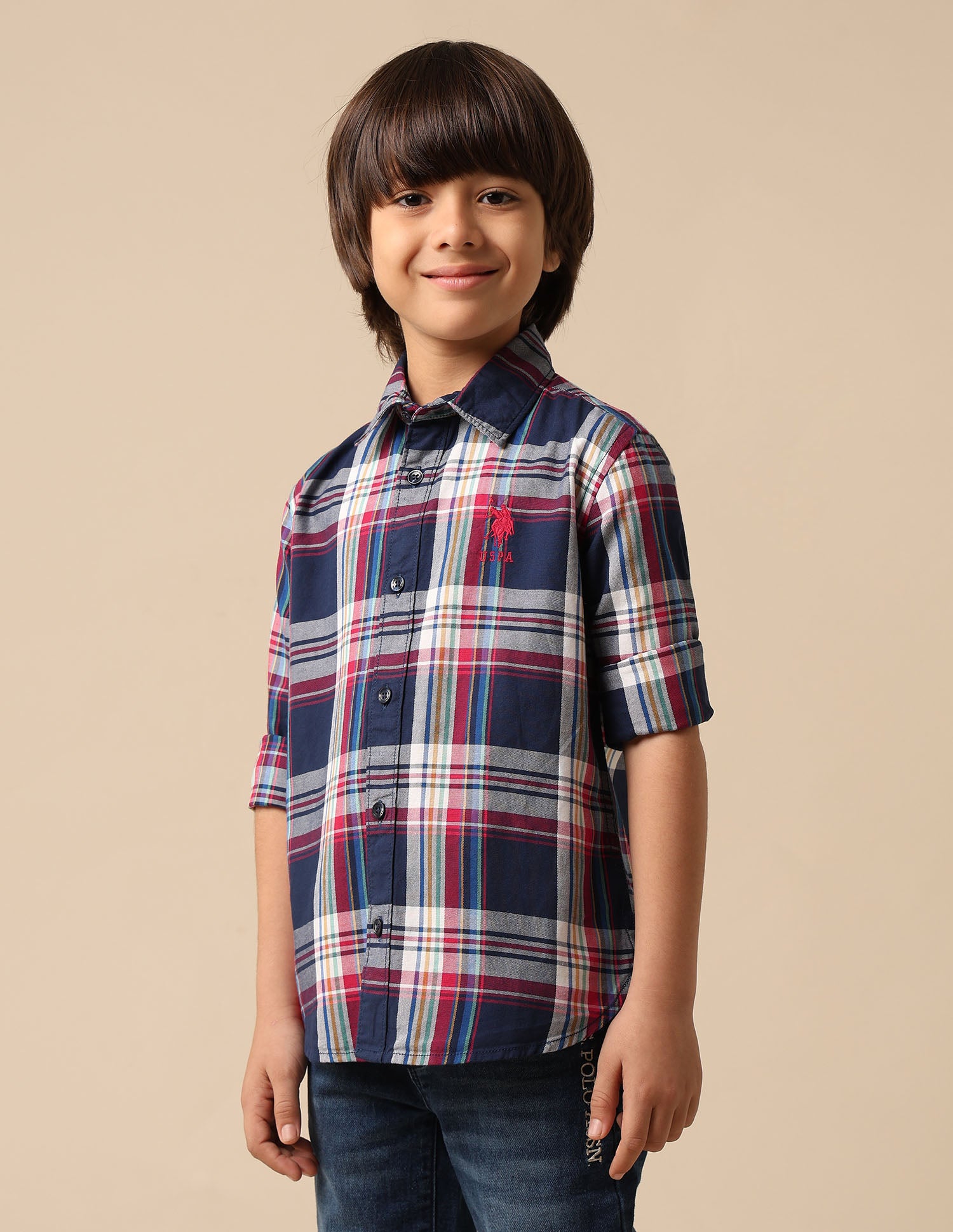 Boys All Over Printed Pure Cotton Shirt Navy - U.S. POLO ASSN. | Large
