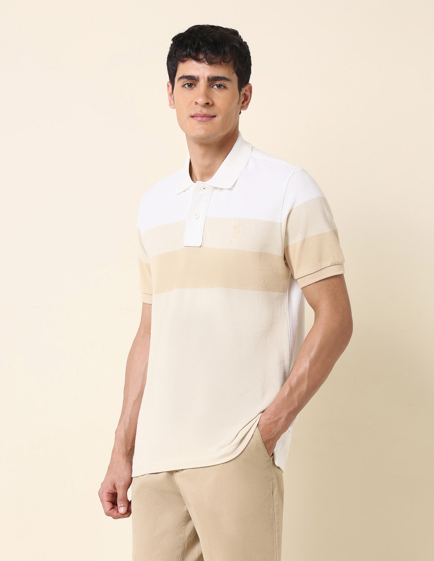Pure Cotton Classic Polo Shirt Off White - U.S. Polo Assn. India | Large