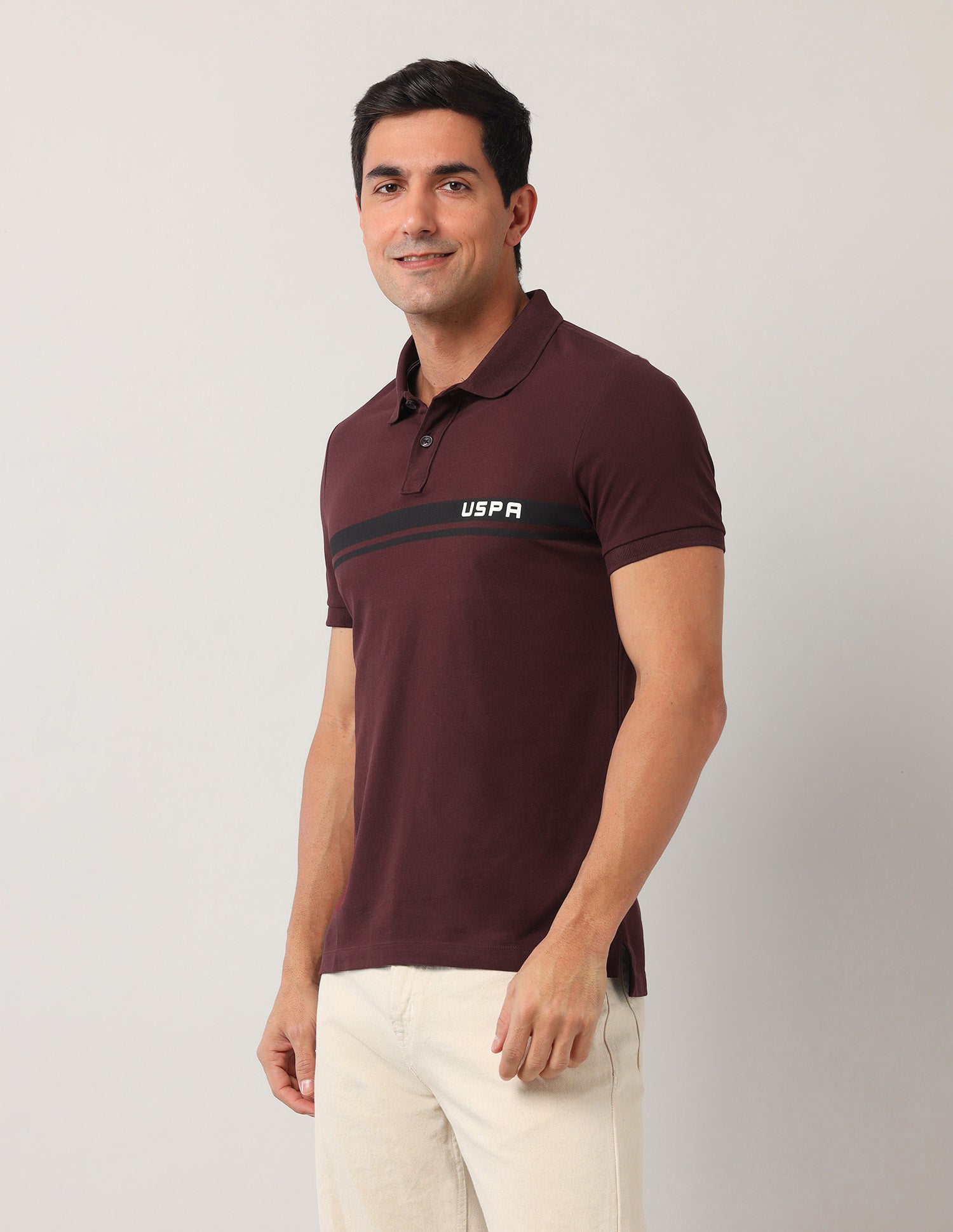 Pure Cotton Black Label Polo Shirt Burgundy - U.S. Polo Assn. India | Large