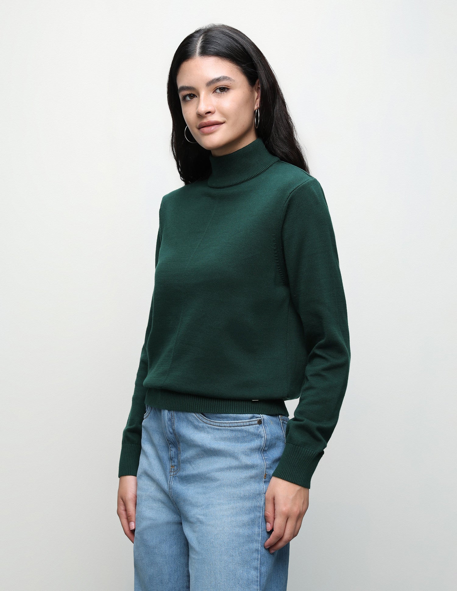Solid Regular Fit Sweater Green - U.S. Polo Assn. India | Large