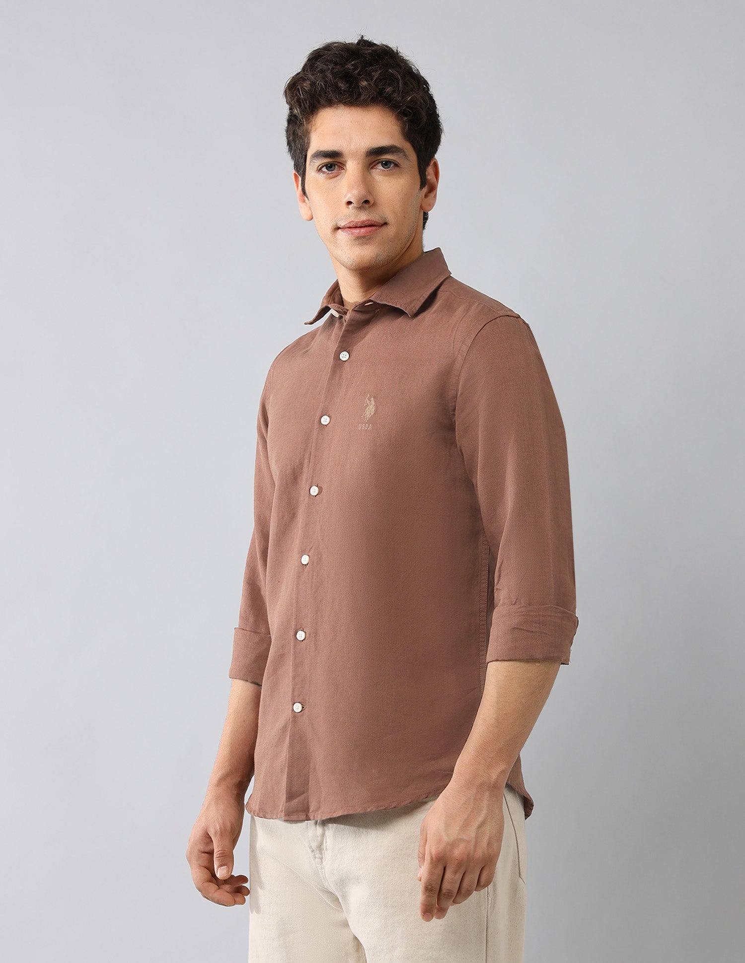Solid Regular Fit Shirt Rust - U.S. Polo Assn. India | Large