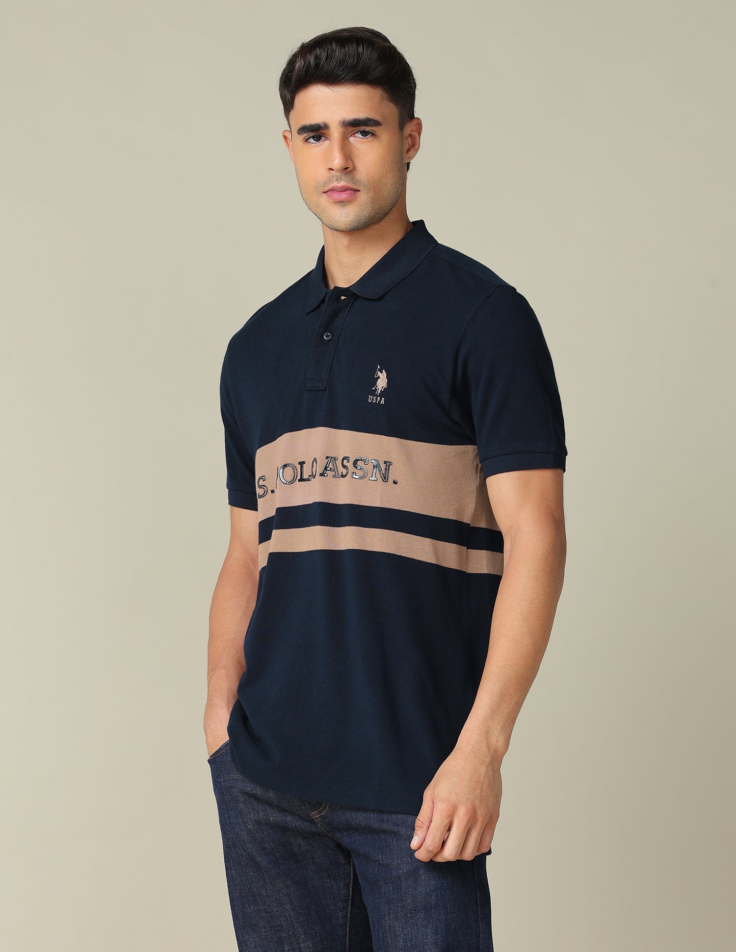 Colourblocked Regular Fit Polo Shirt Navy - U.S. POLO ASSN. | Large
