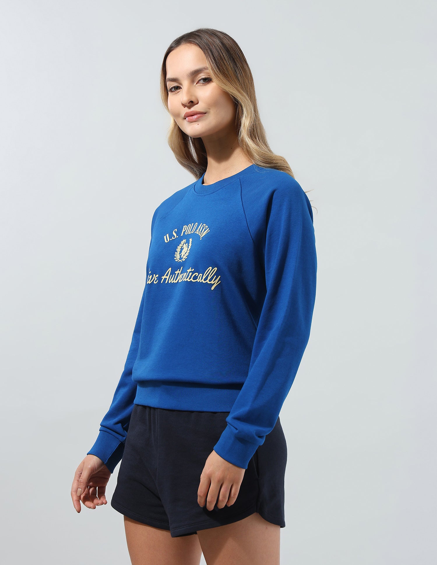 Typographic Brand Printed Relaxed Fit Sweatshirt Blue - U.S. Polo Assn. India | Large